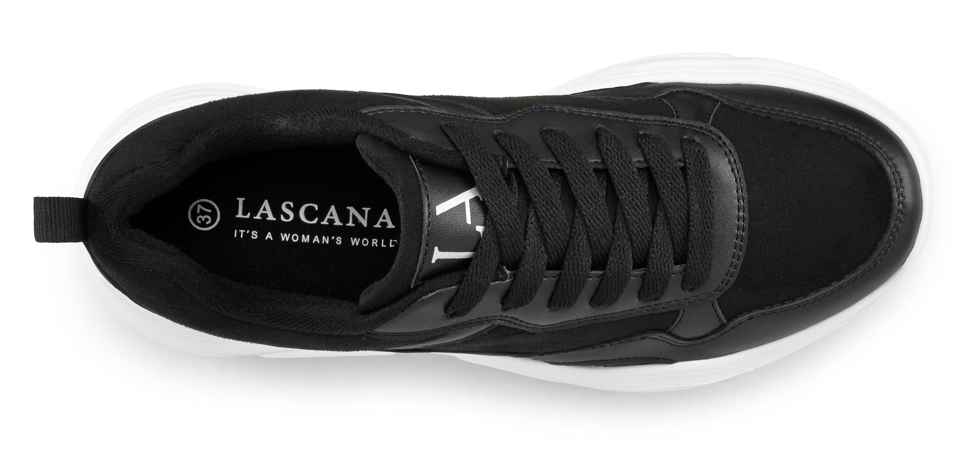 Lascana Sneakers Lage schoen, sportschoen, lichte chunky zool, zachte binnenzool VEGAN