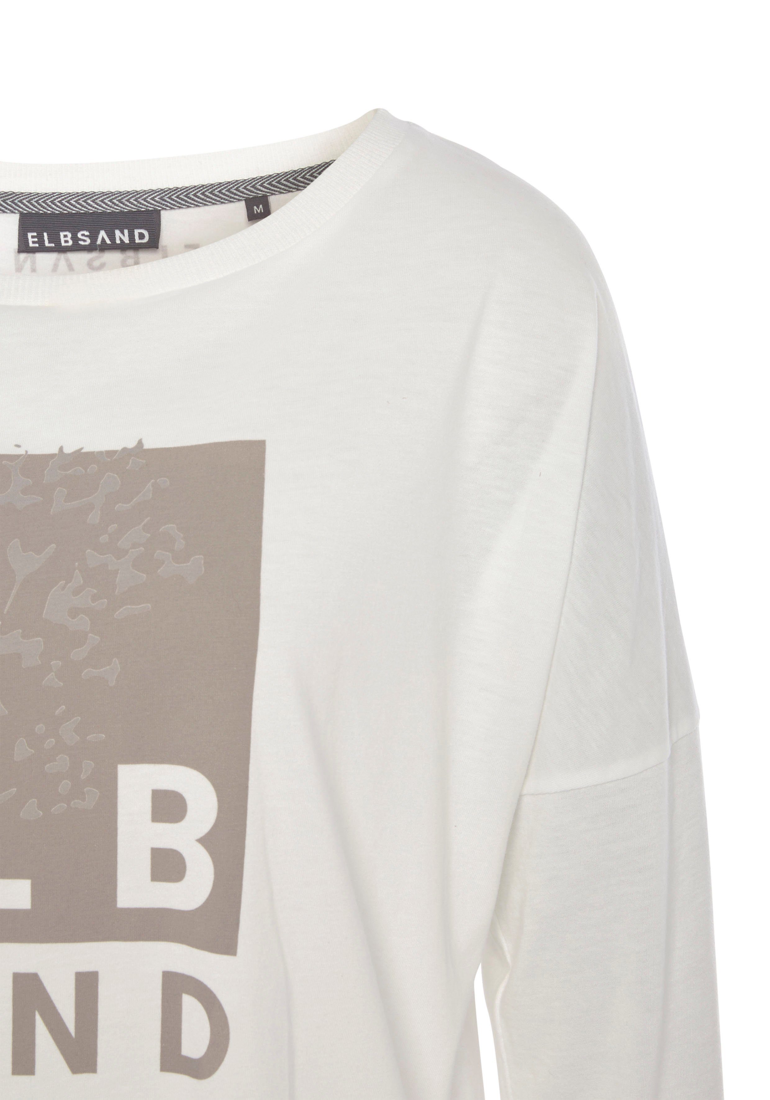 Elbsand Shirt met lange mouwen met logoprint, katoenmix, sportief-casual