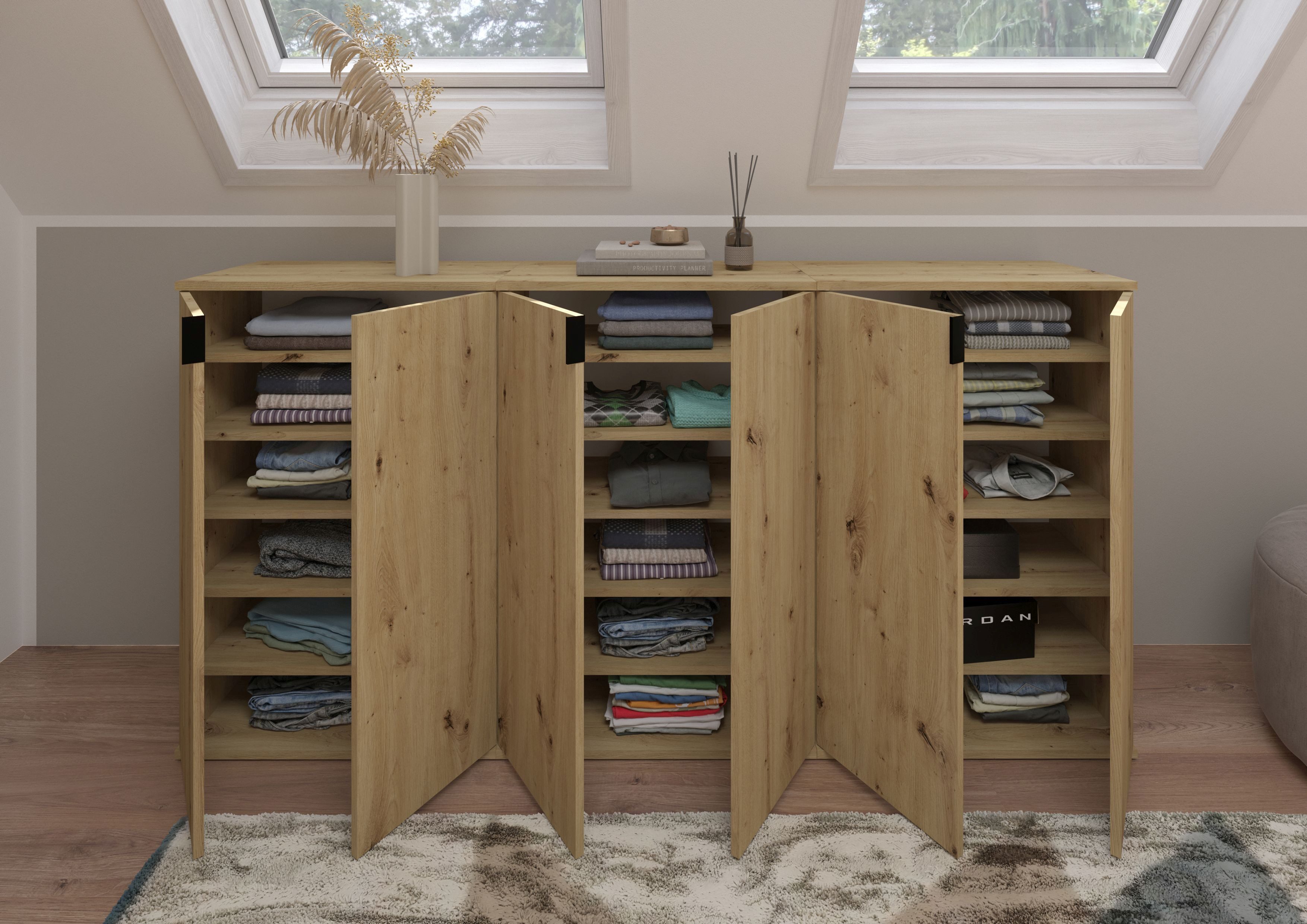 INOSIGN Halmeubelset Trondheim, Breedte 183 cm, bestaande uit 3 Kommoden, 6 Deuren, 18 Vakken (set, 3-delig)