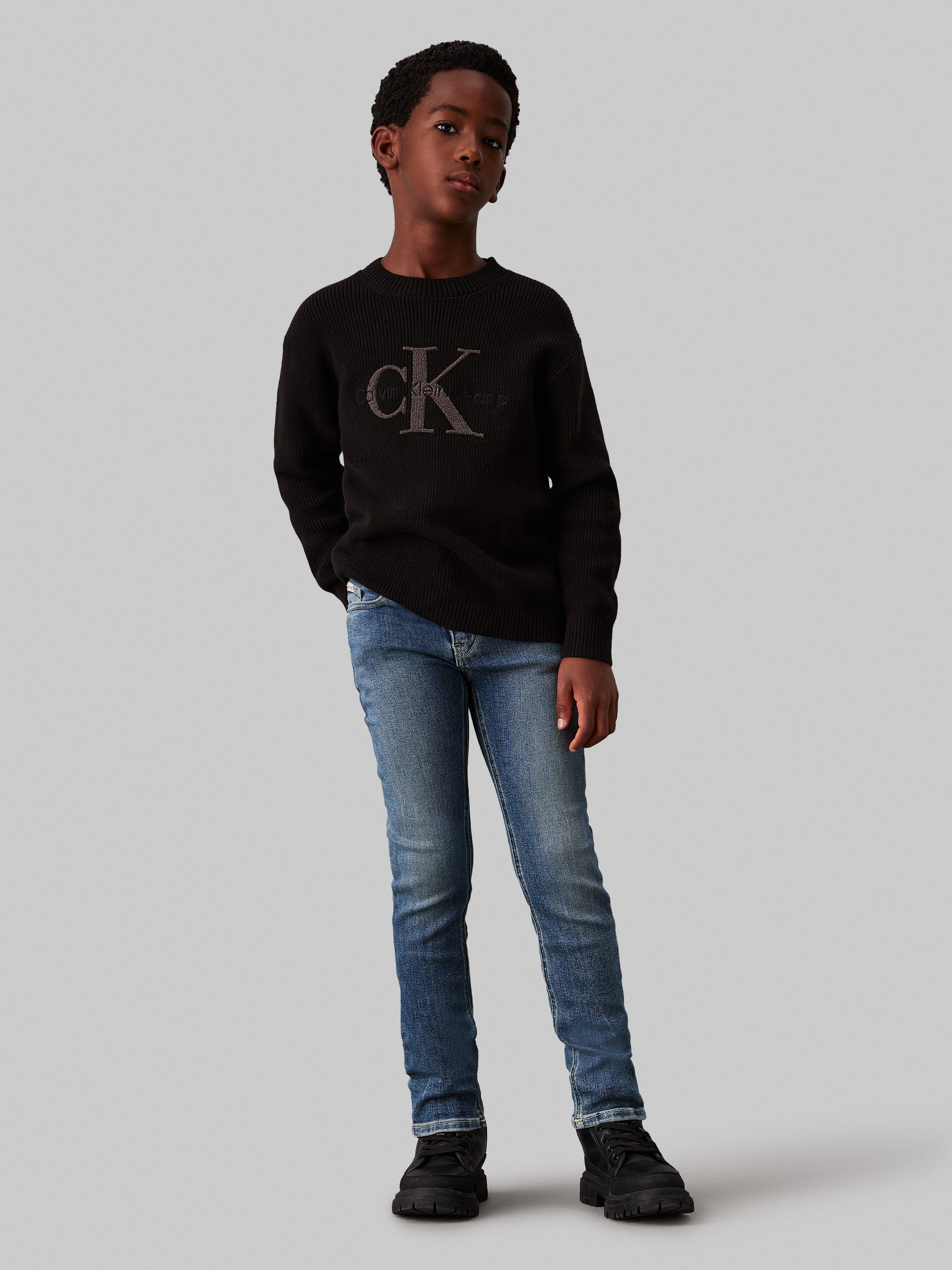 Calvin Klein Slim fit jeans SLIM NEW MID BLUE PWS voor kinderen tot 16 jaar, in coole wassing