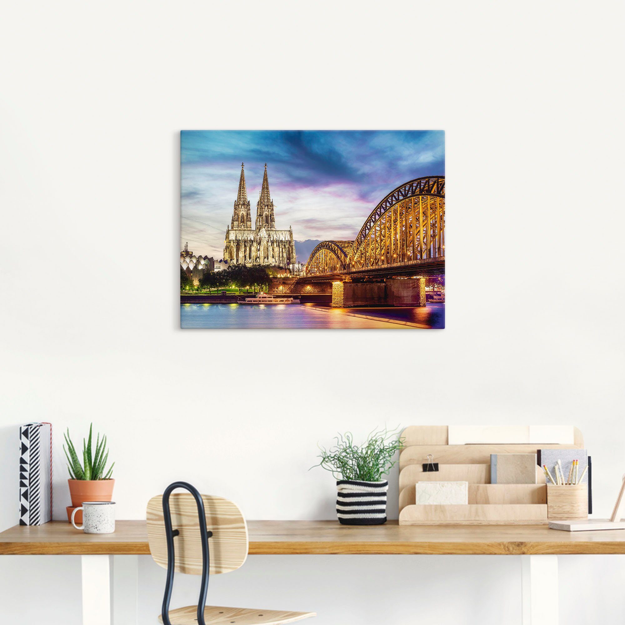 Artland Artprint Domkerk en brug in Keulen als artprint op linnen, poster in verschillende formaten maten