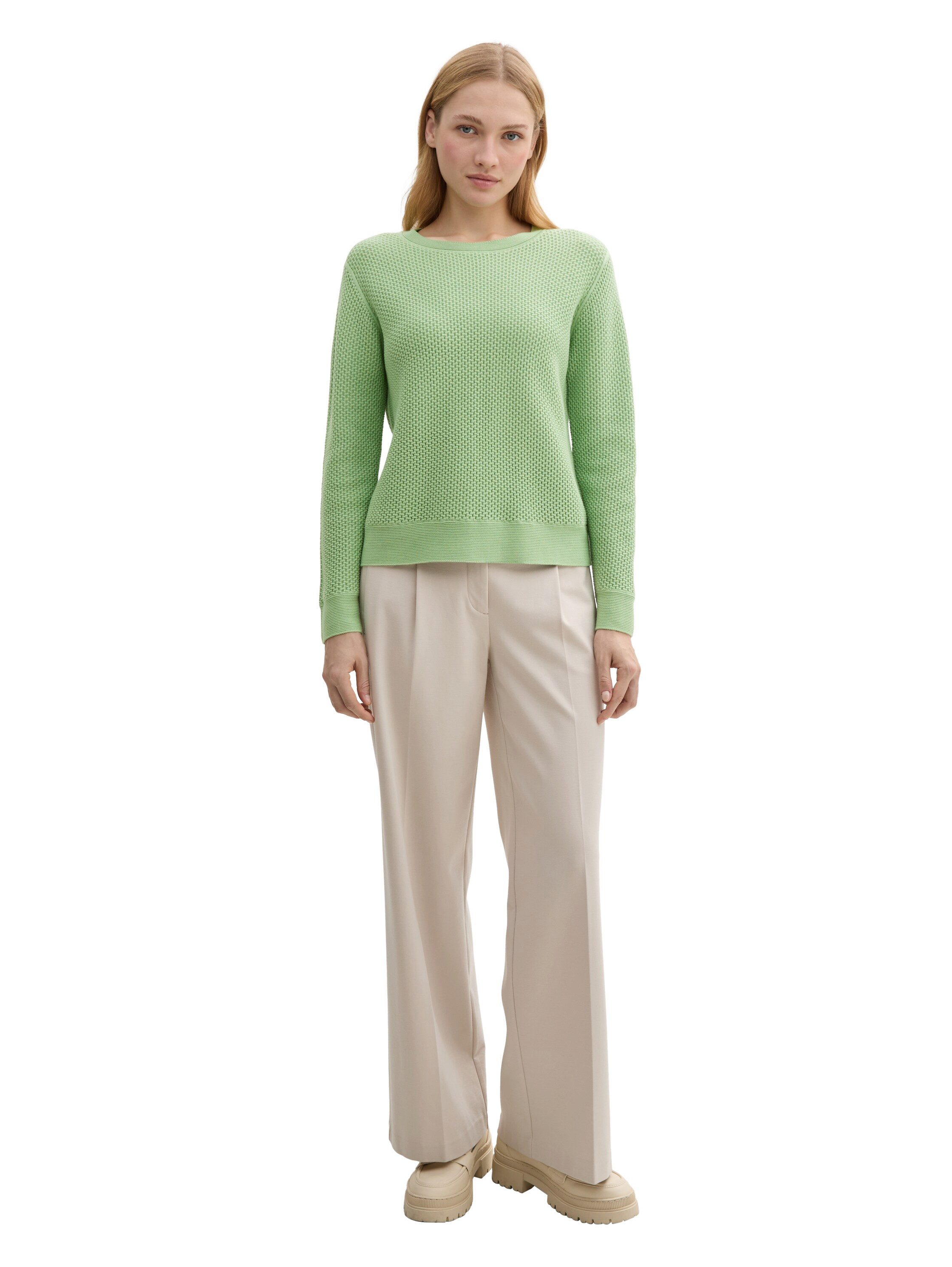 Tom Tailor Trui met ronde hals in tricot-look