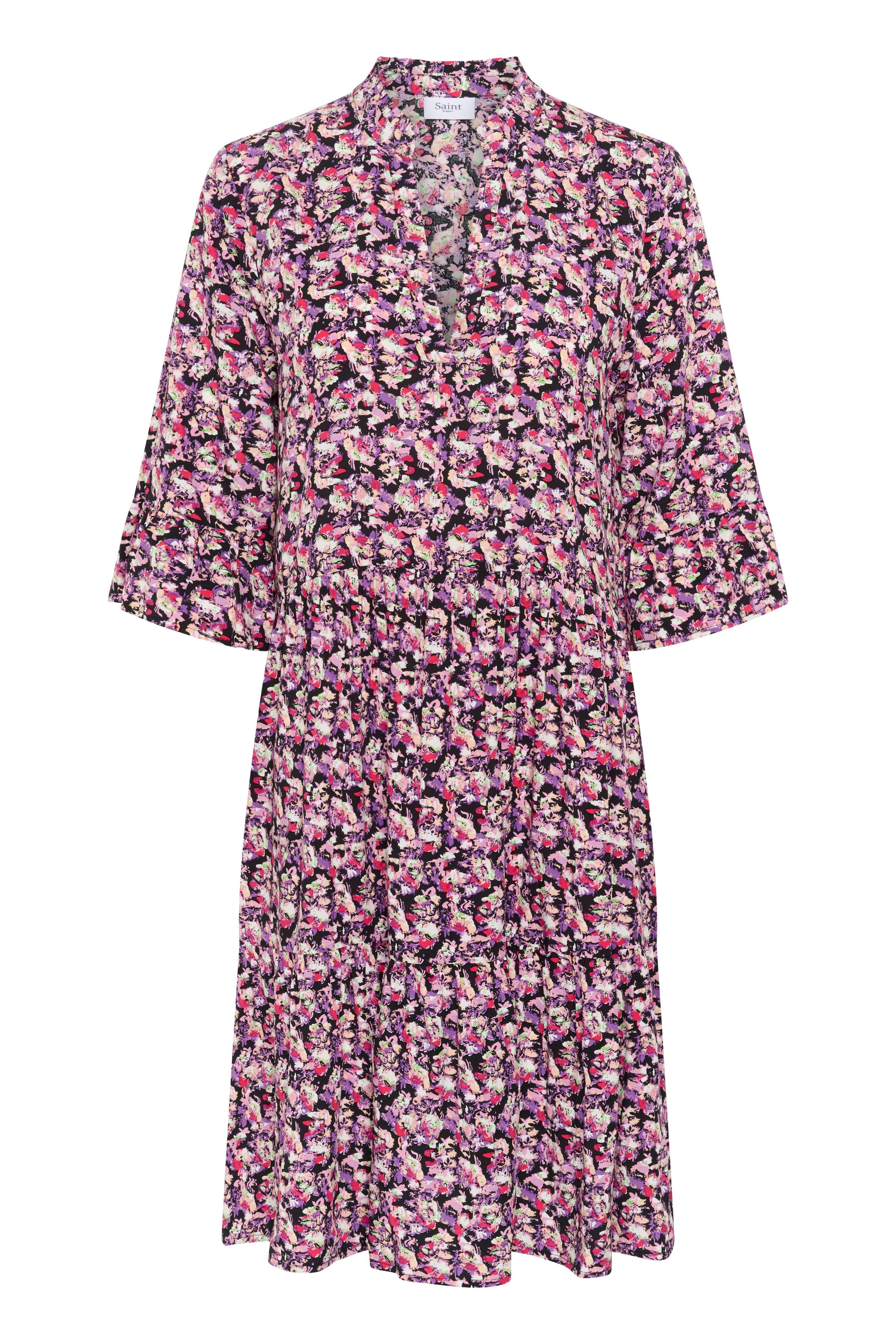 Saint Tropez Blousejurk EdaSZ dress met volants en 3/4 mouwen