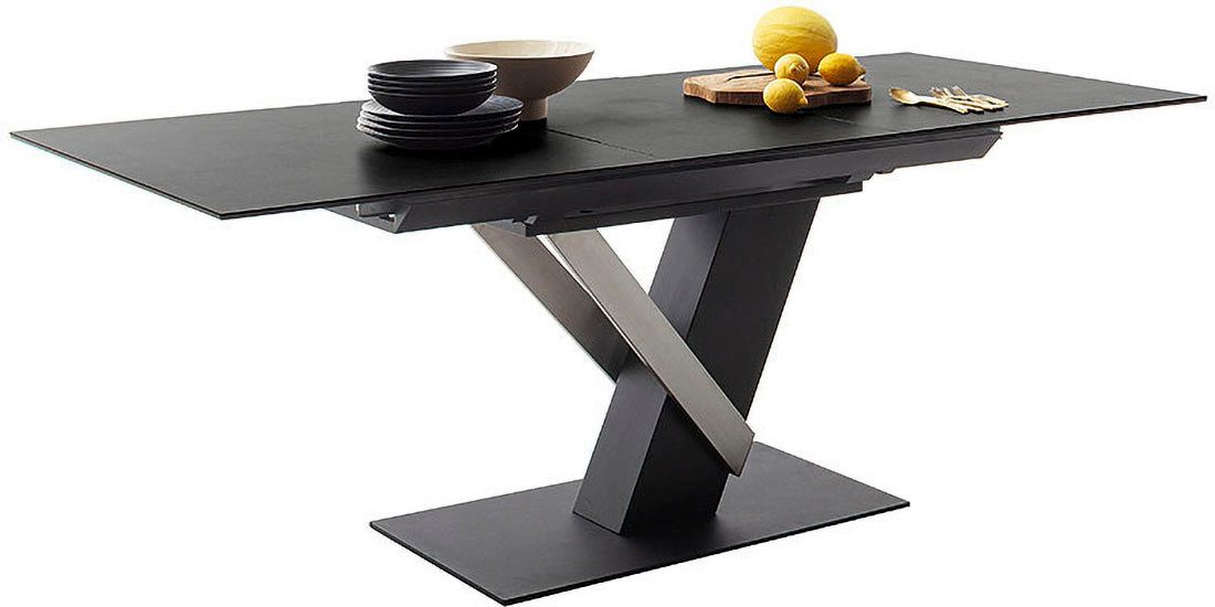 MCA furniture Eettafel MASSARO tafel met voet 160-210 cm Keramiek, metaal, synchronisatie-uittrekmechanisme, uittrekbaar, 6-8 personen