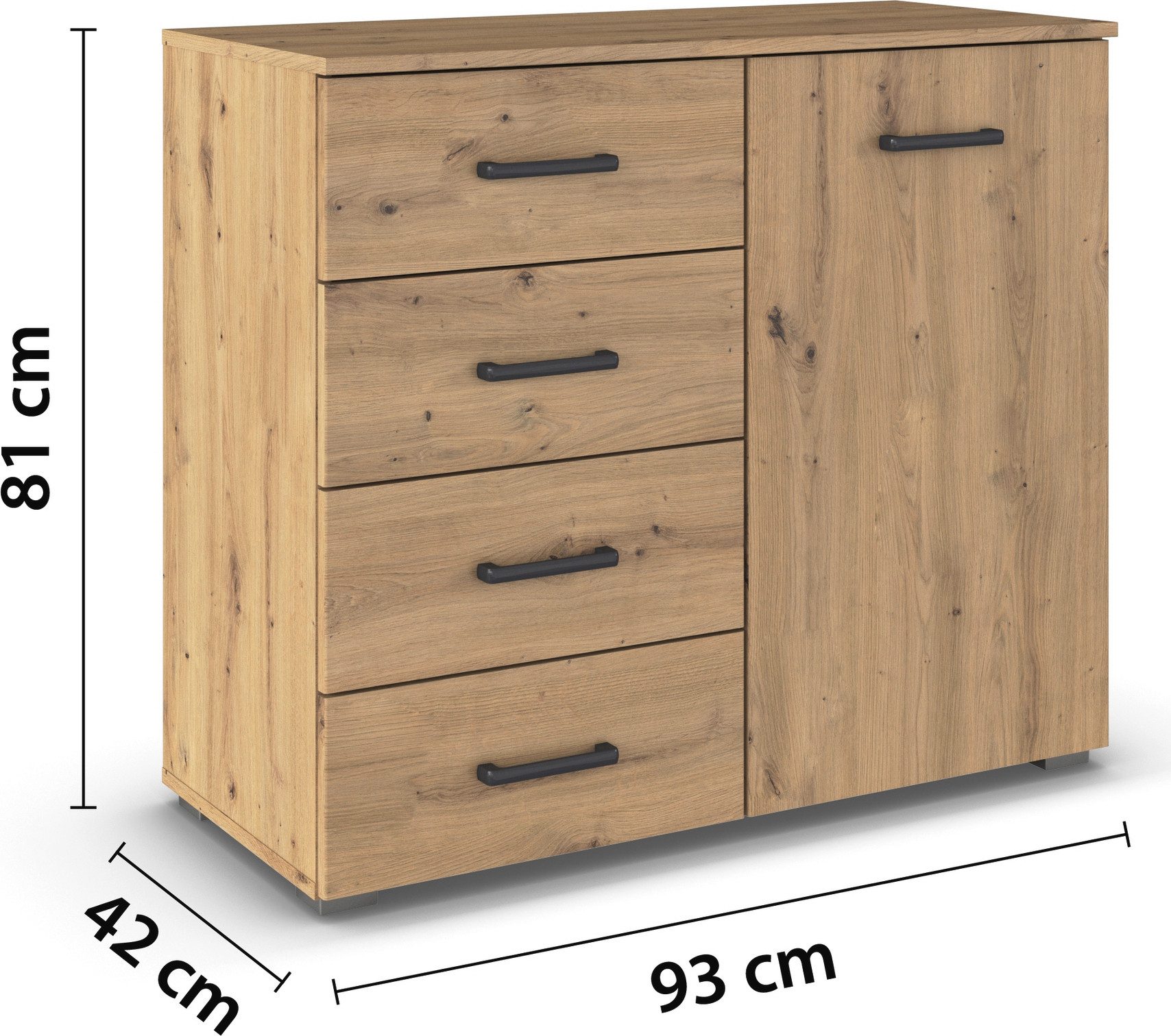 rauch Kast met laden en deuren Maika Breedte 93 cm, 1 deur en 4 laden met praktische bergruimte