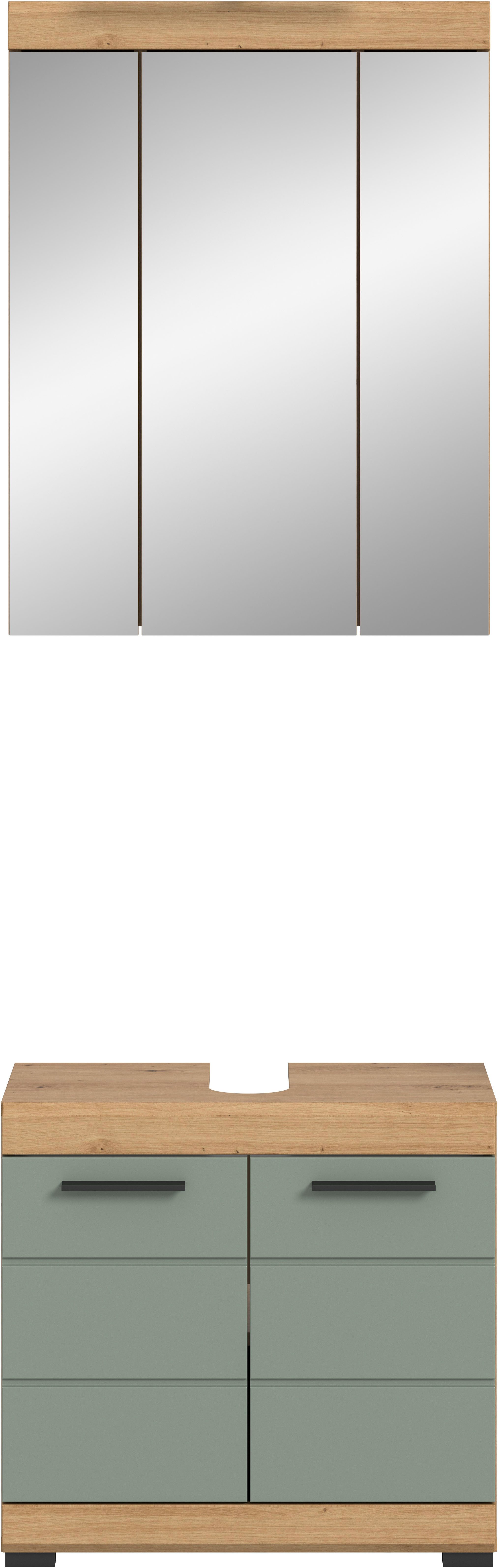 INOSIGN Badkamerserie Siena, 2-delig, bestaande uit: onderkast voor wastafel, spiegelkast in verschillende kleuren verkrijgbaar, badkamermeubels, combinatie, badkamer (set, 2 stuks)
