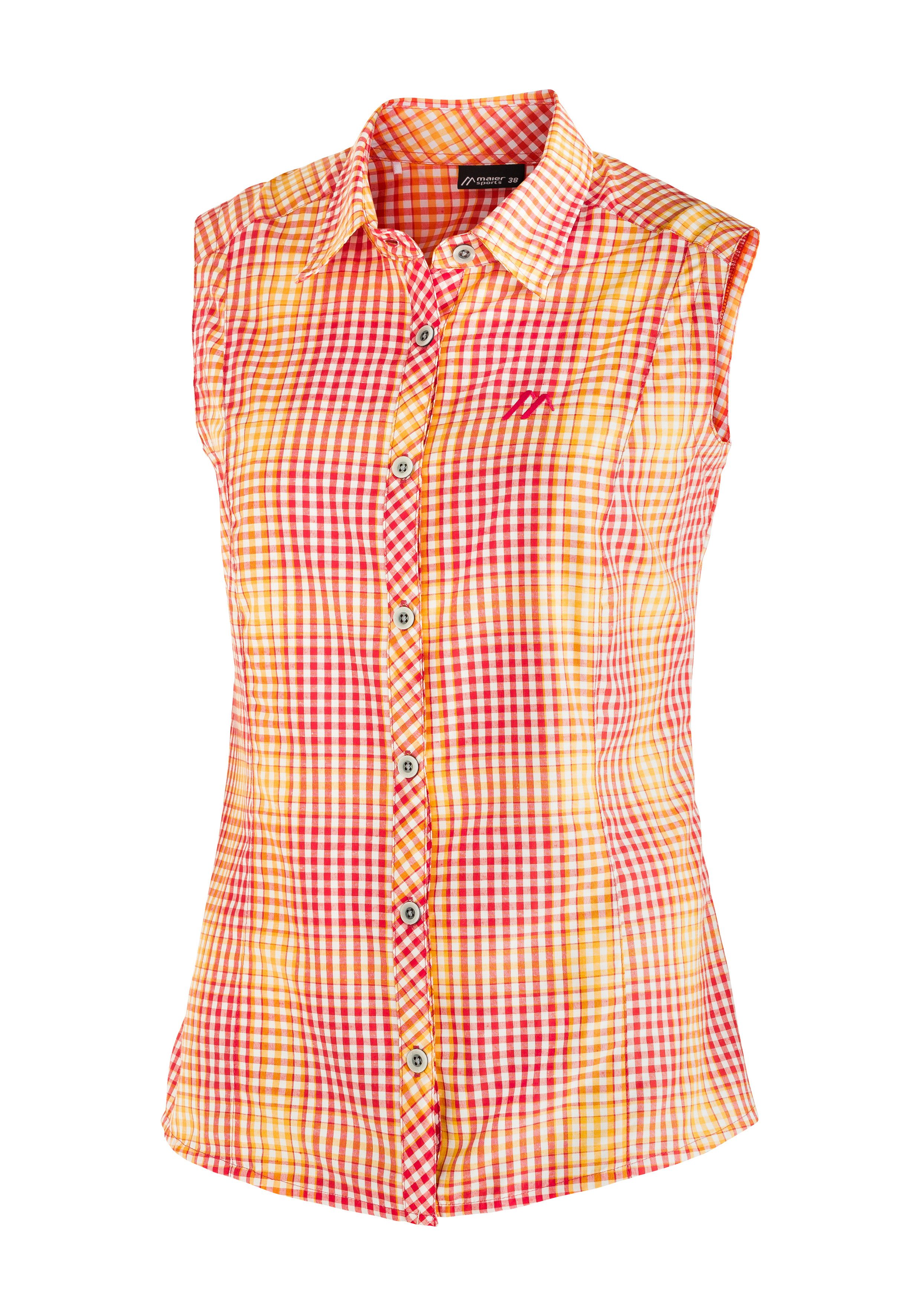 Maier Sports Functionele blouse Paloma Geruite, mouwloze blouse voor wandelen, reizen en vrije tijd dames blouses maat 56 rood