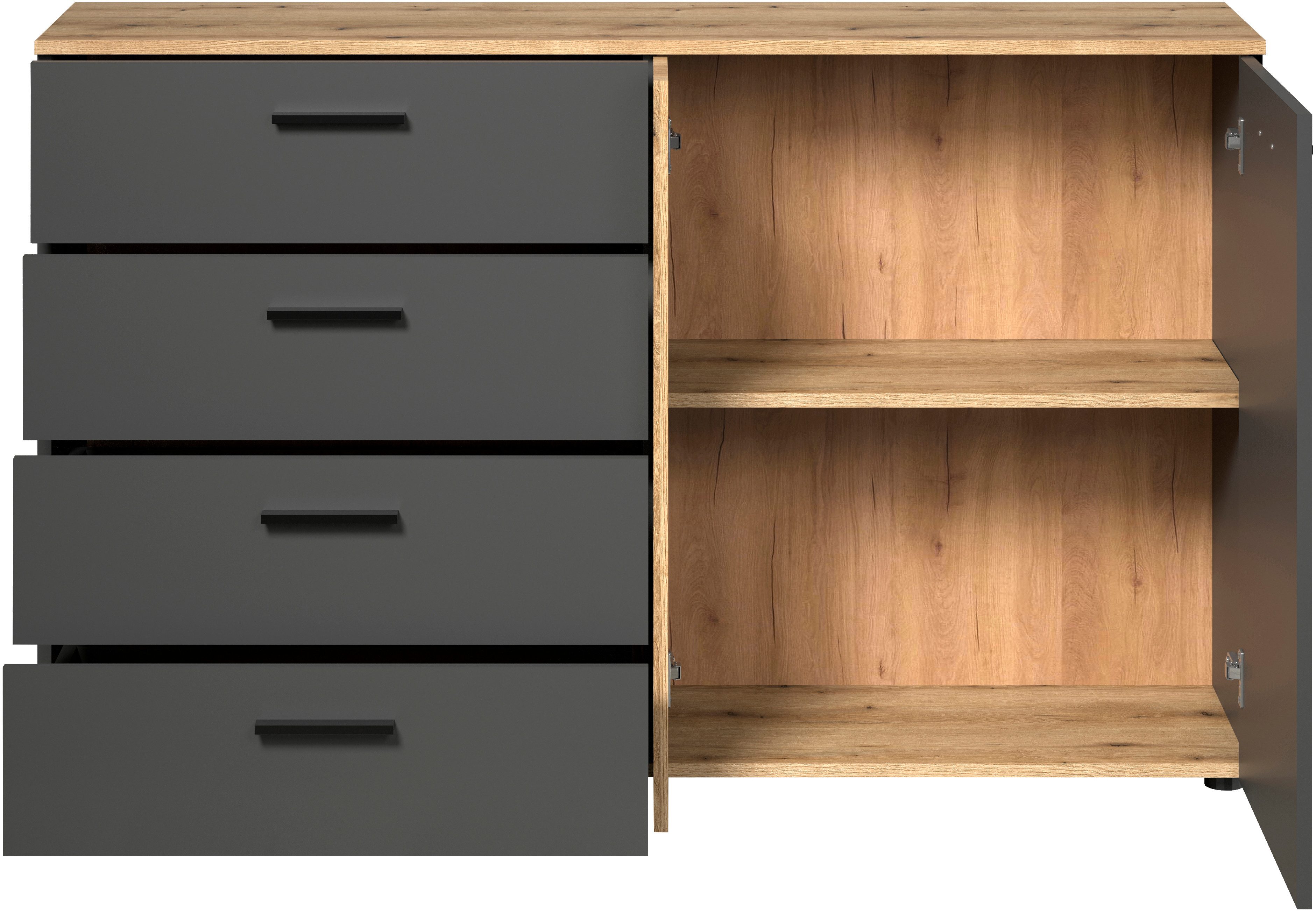 INOSIGN Kast Estepona Sideboard met volledig uittrekbare lades - (B/D/H) 139/38/86 cm (1 stuk)