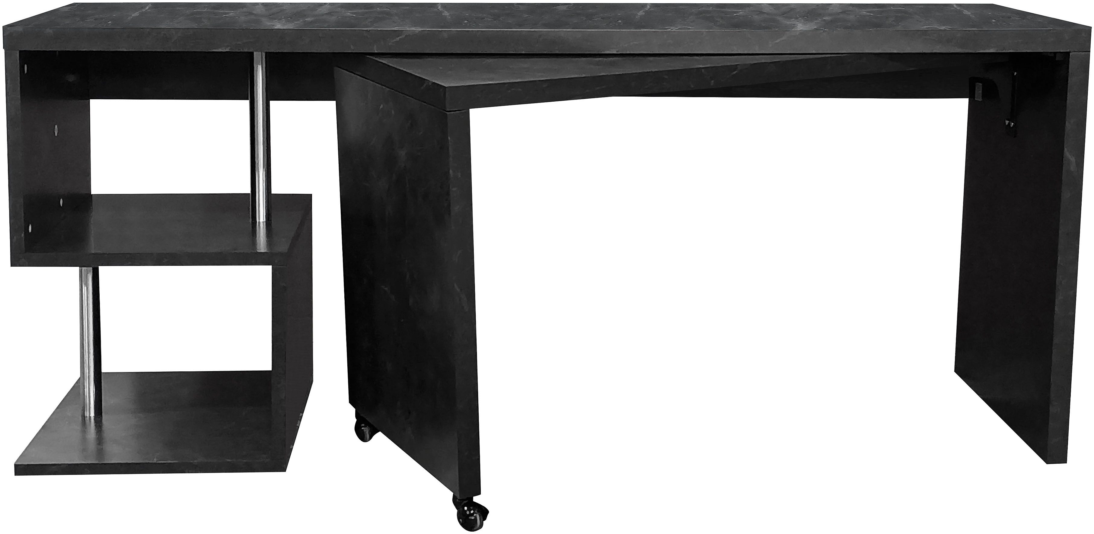 Places of Style Bureau Lopar, hoekbureau , rolbaar tafel-element, ruime werkruimte, hoek 180x129 cm