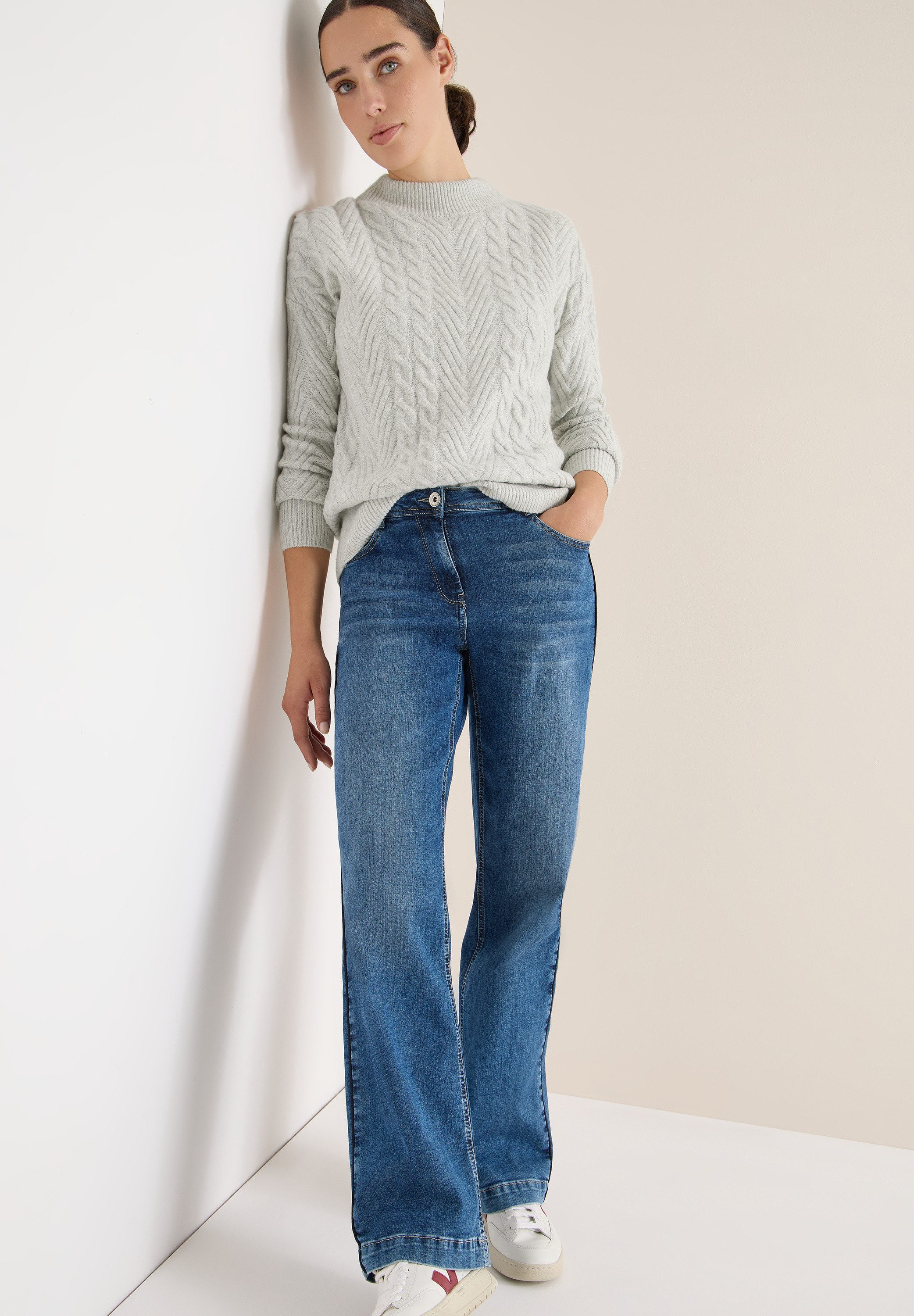 Cecil Gebreide trui met turtle neck, kabelpatroon