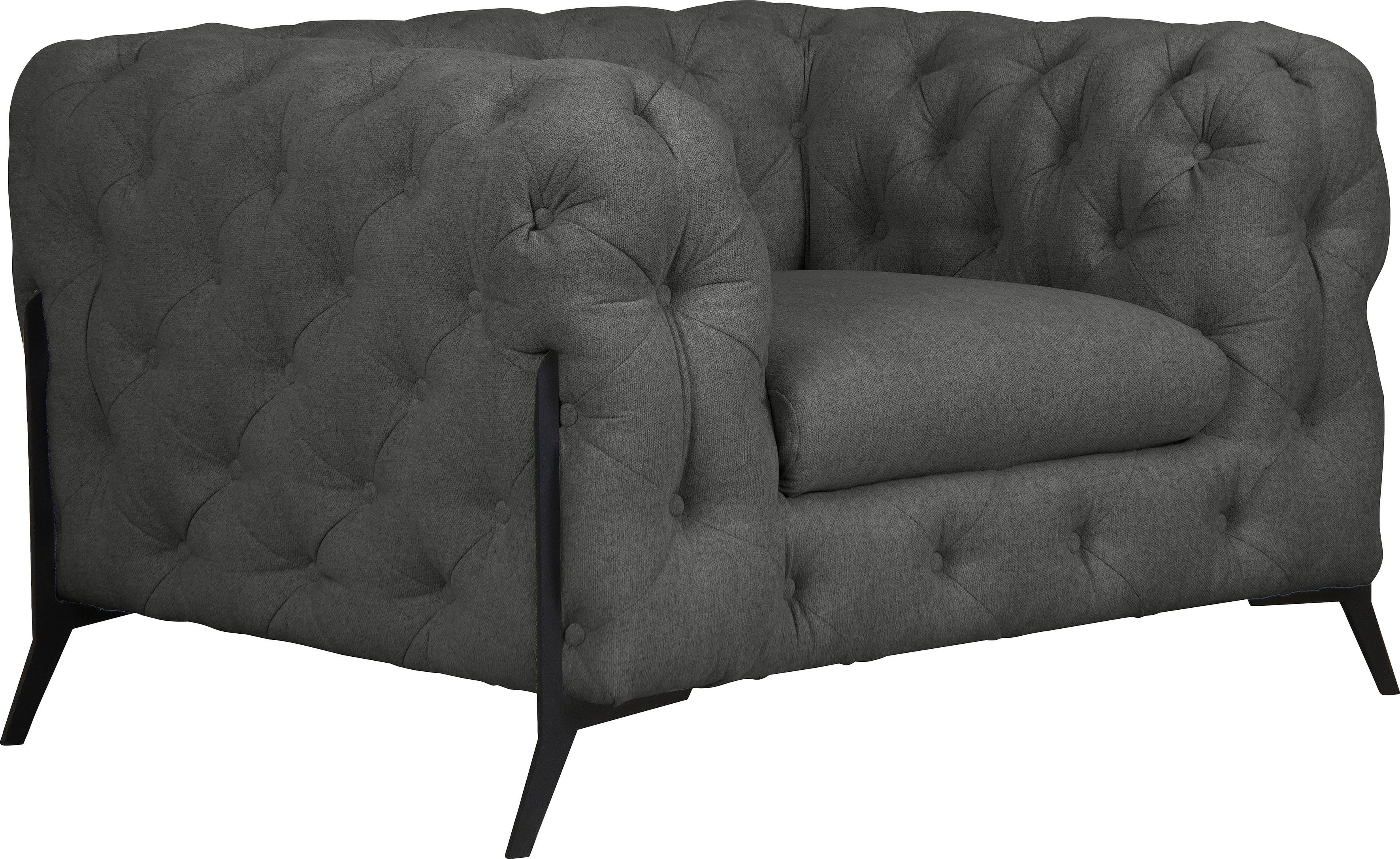Leonique Chesterfield-fauteuil Amaury Fauteuil luxueuze capitonnage, moderne chesterfield look, kleur van de poten ter keuze