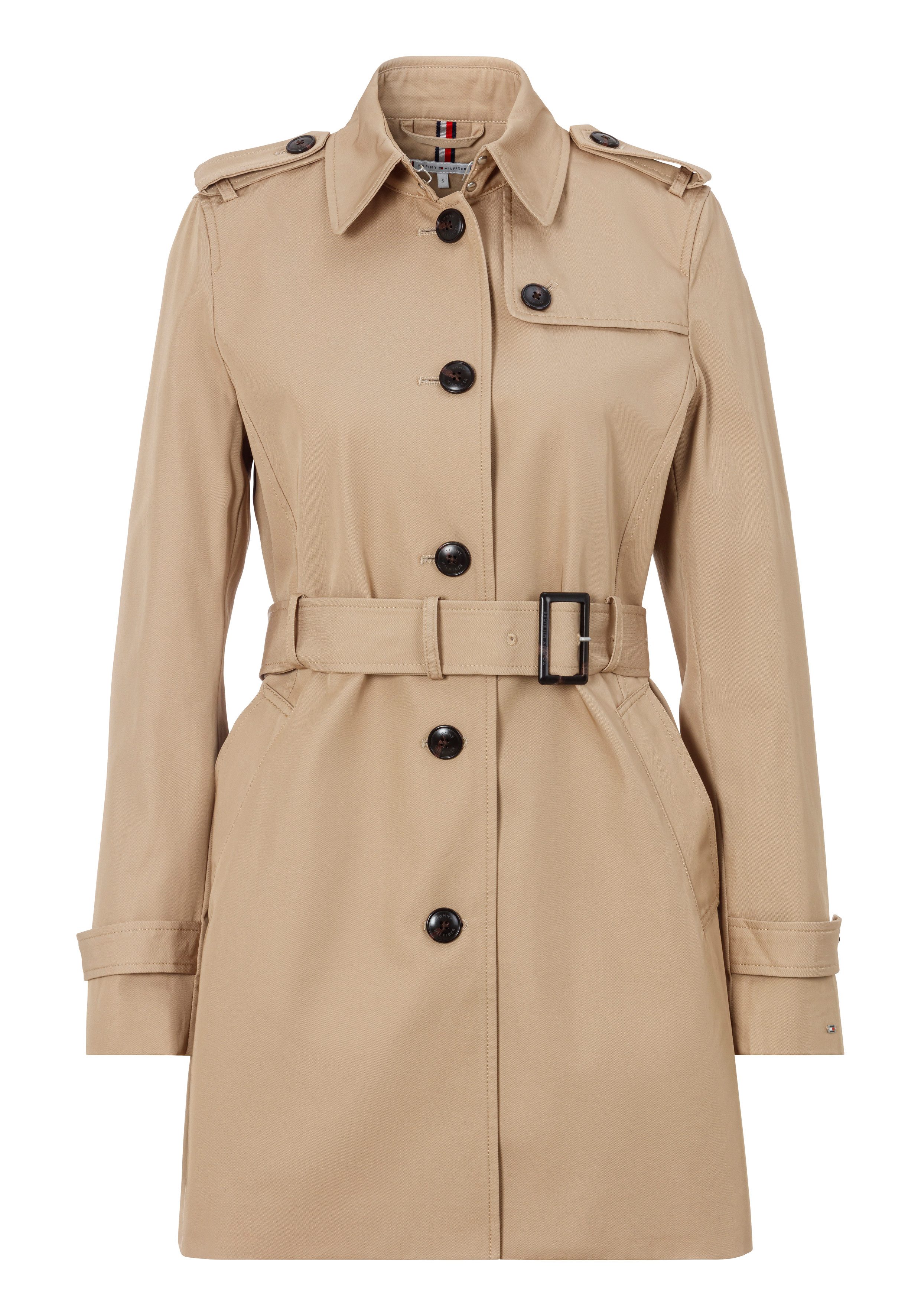 Tommy Hilfiger Lang jack HERITAGE SINGLE BREASTED TRENCH met de kenmerkende trenchdetails & tommy-strepen als riemlus