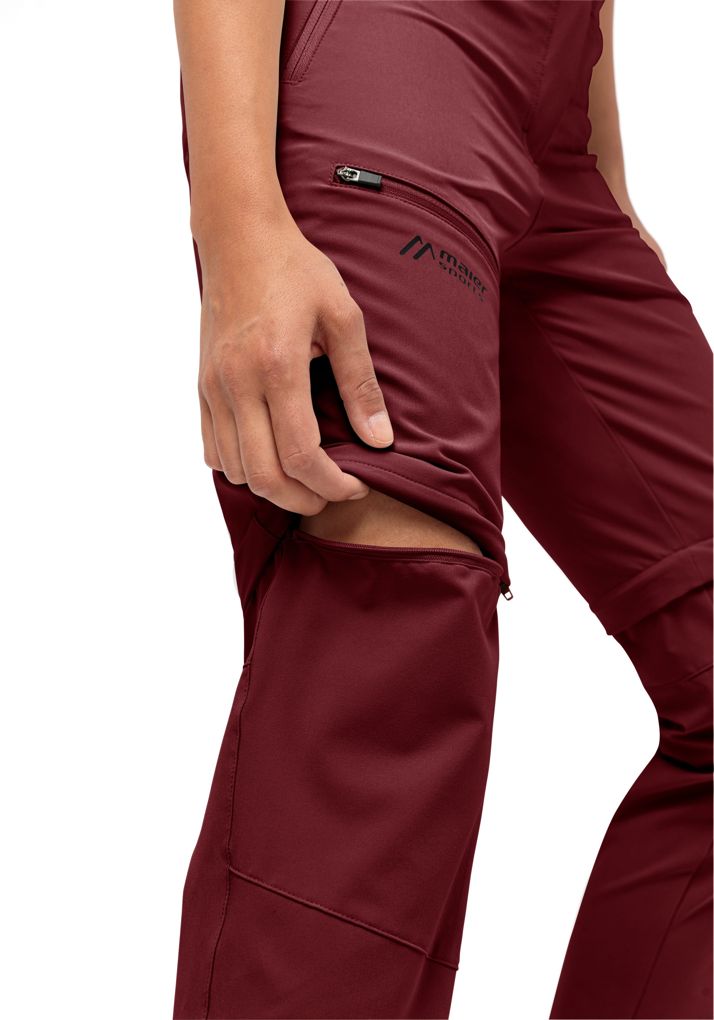 Maier Sports Outdoorbroek Latit Zip Vario Dames zipp-off wandelbroek, elastische functionele broek, 4 zakken met rits