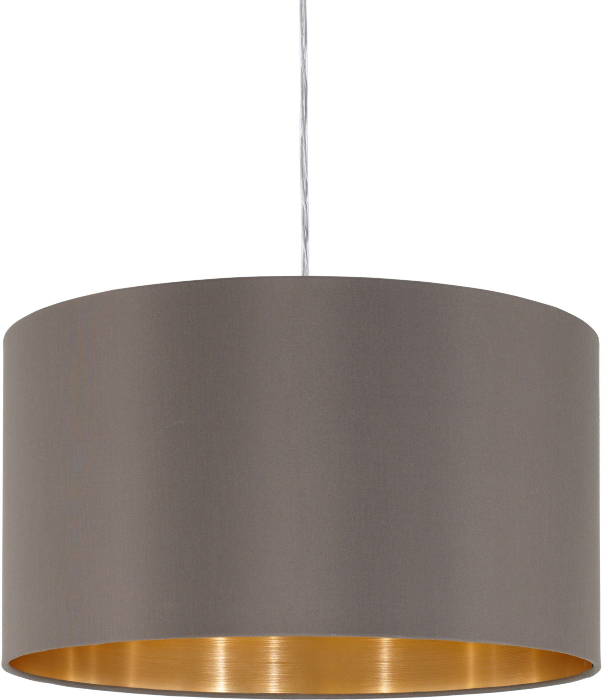 EGLO Hanglamp MASERLO Textiel hanglamp, cappuccino/goudkleur, lampenkap, E27, Ø 38 cm