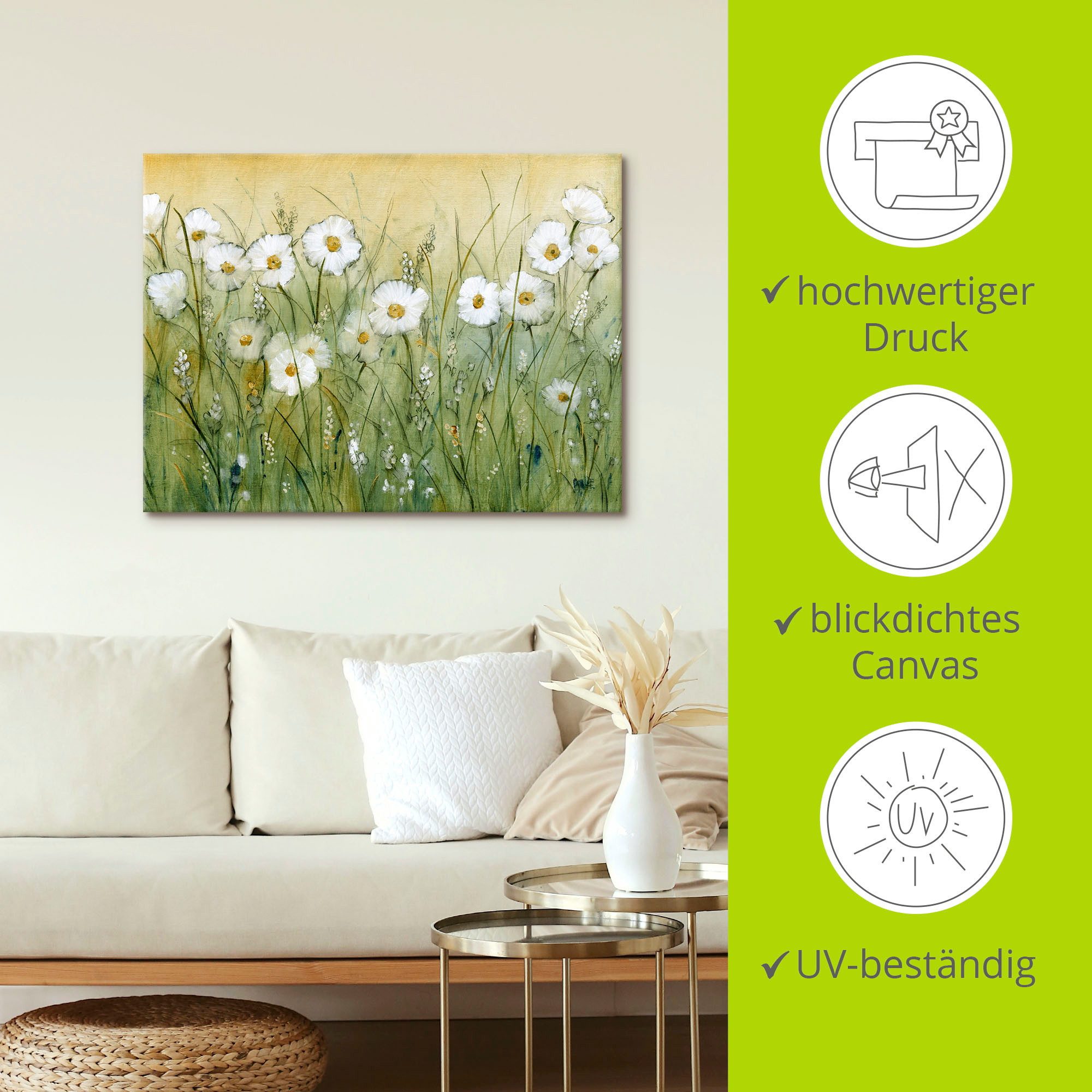 Artland Artprint Voorjaar met madeliefjes II als artprint van aluminium, artprint voor buiten, artprint op linnen, poster, muursticker