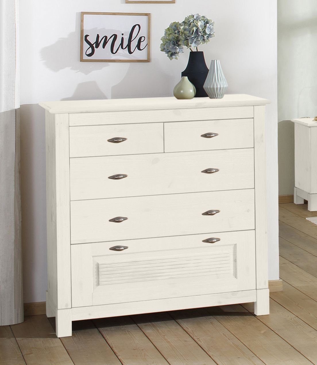 Home affaire Ladekast Rauna van massief grenen, met 5 laden, breedte 96 cm