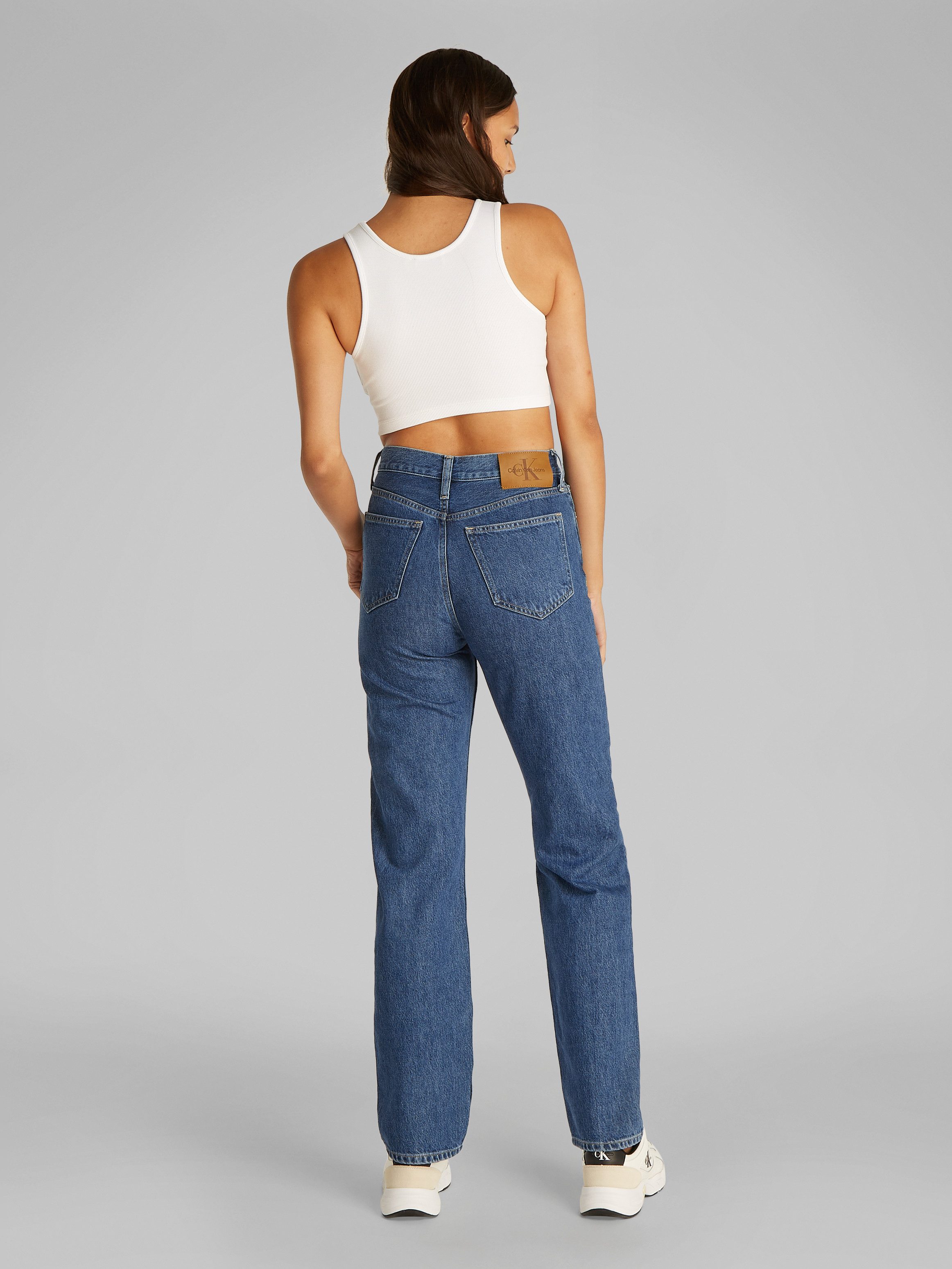 Calvin Klein Straight jeans HIGH RISE STRAIGHT in middenblauwe wassing