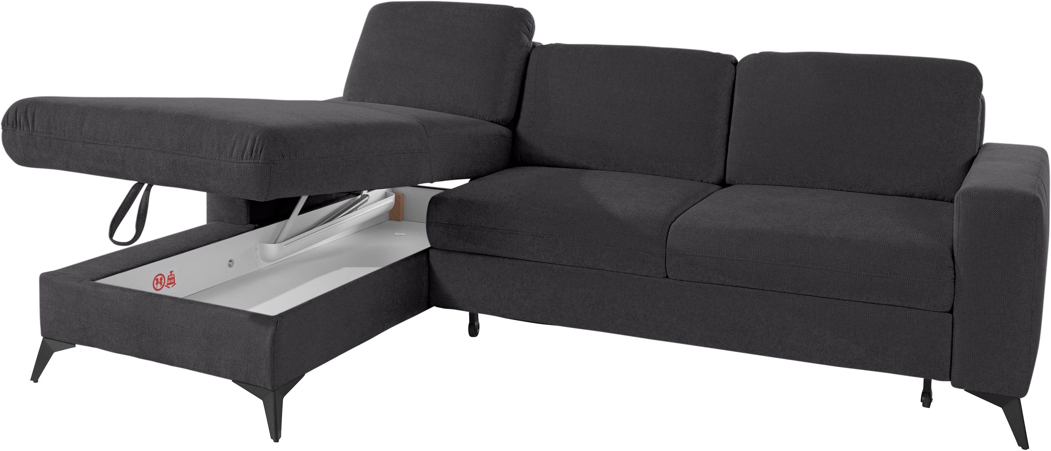 Places of Style Hoekbank Lolland L-vorm Naar keuze met slaapfunctie en bedkist, binnenvering
