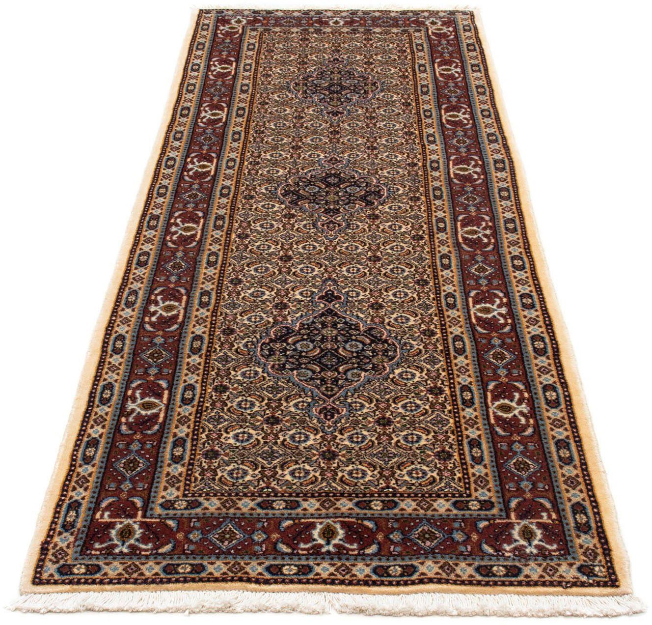 morgenland Hoogpolige loper Moud medaillon beige 244 x 80 cm Handgeknoopt