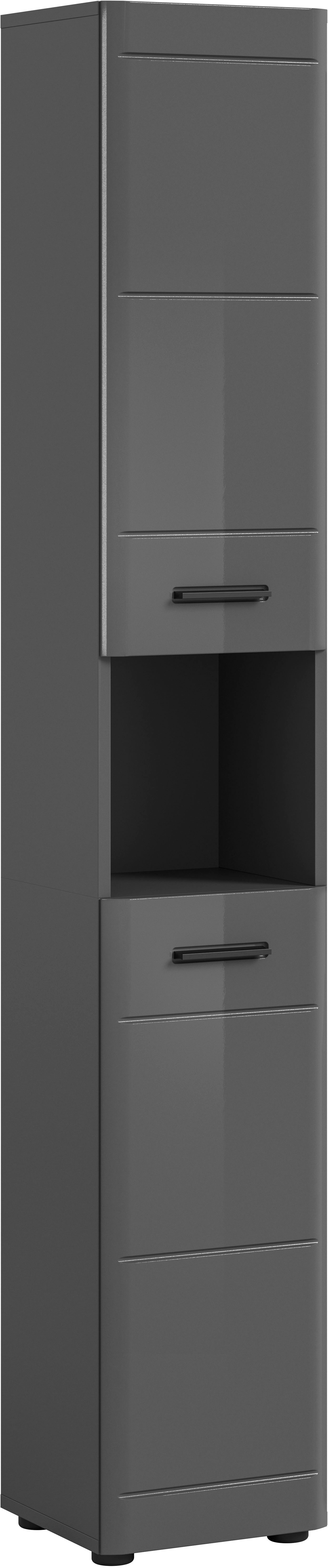 welltime Hoge kast Doux, hoogte 180 cm, 2 deuren, 1 open vak, 3 planken Deuraanslag verwisselbaar, MDF front, badkamerkast, badkamermeubels, badkamer
