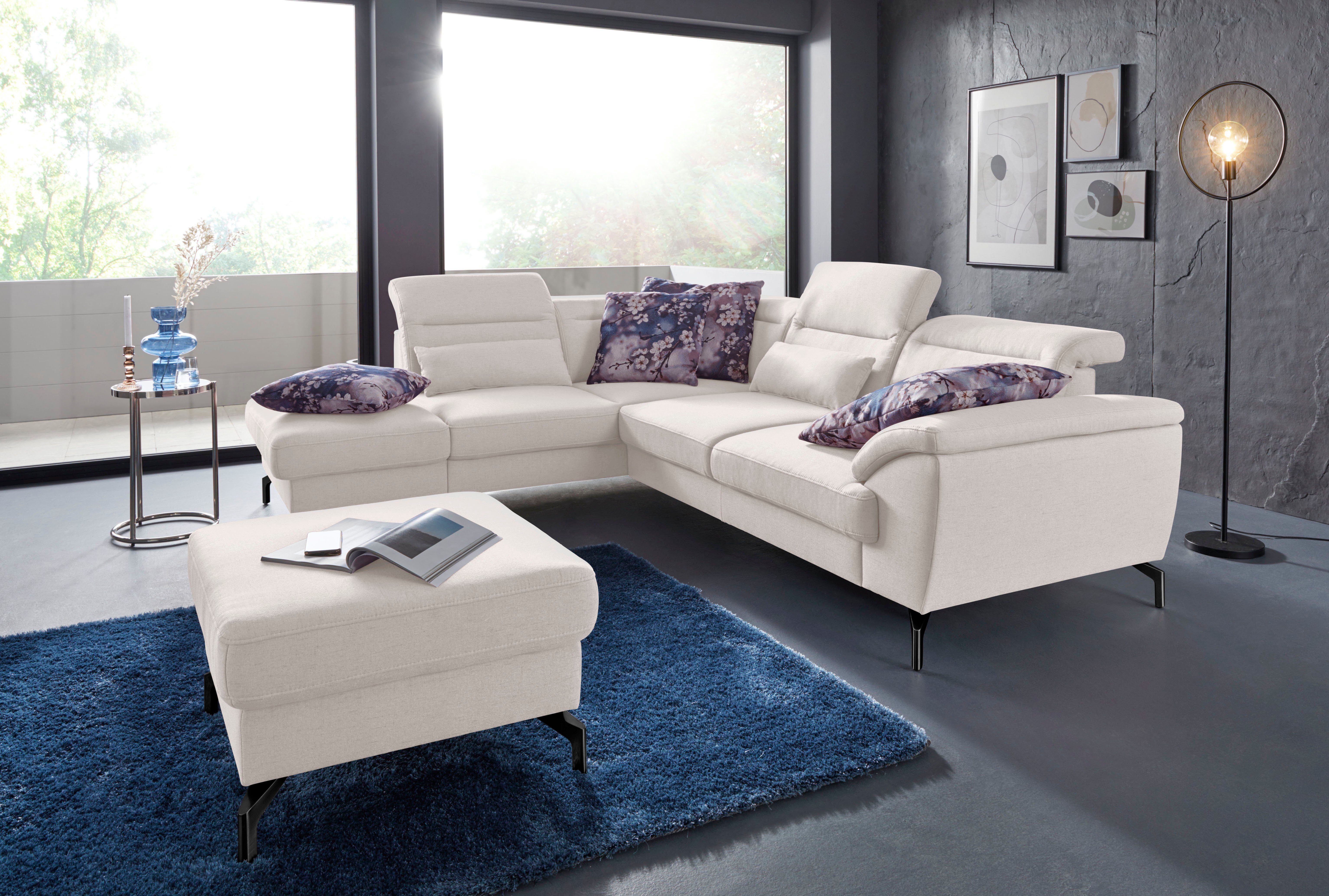sit&more Hoekbank Percy L-vorm 15 cm poothoogte, zitdiepteverstelling, naar keuze in 2 pootkleuren