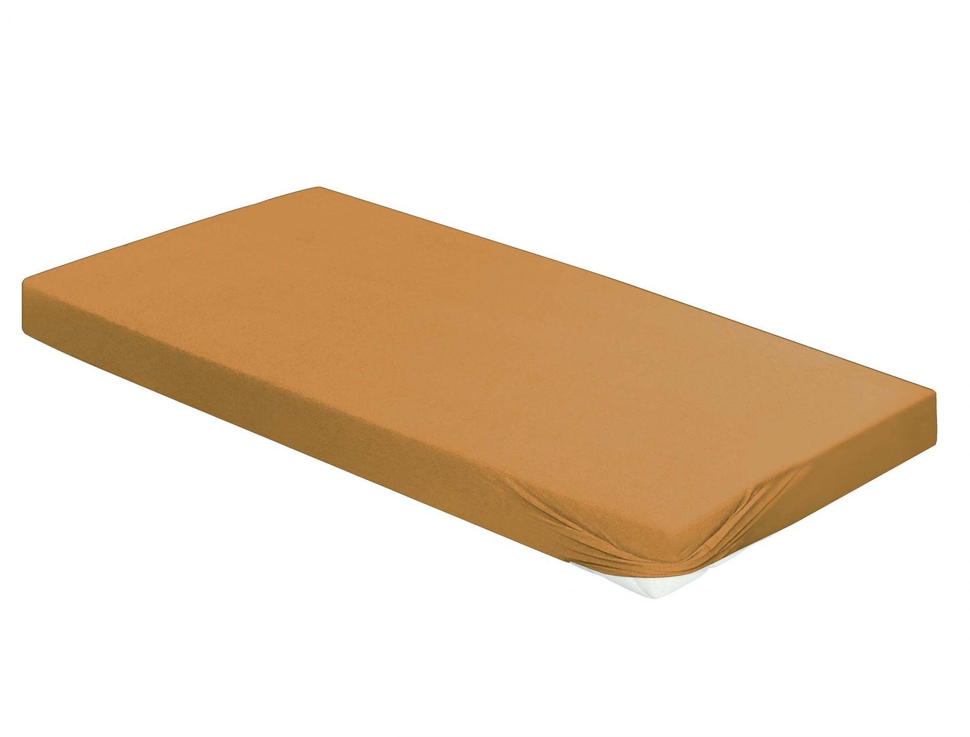 Irisette Hoeslaken Knuffel jersey hoeslaken Vesuv (1 stuk) hoeslakens maat 150 cm x 200 cm goud(kleur)