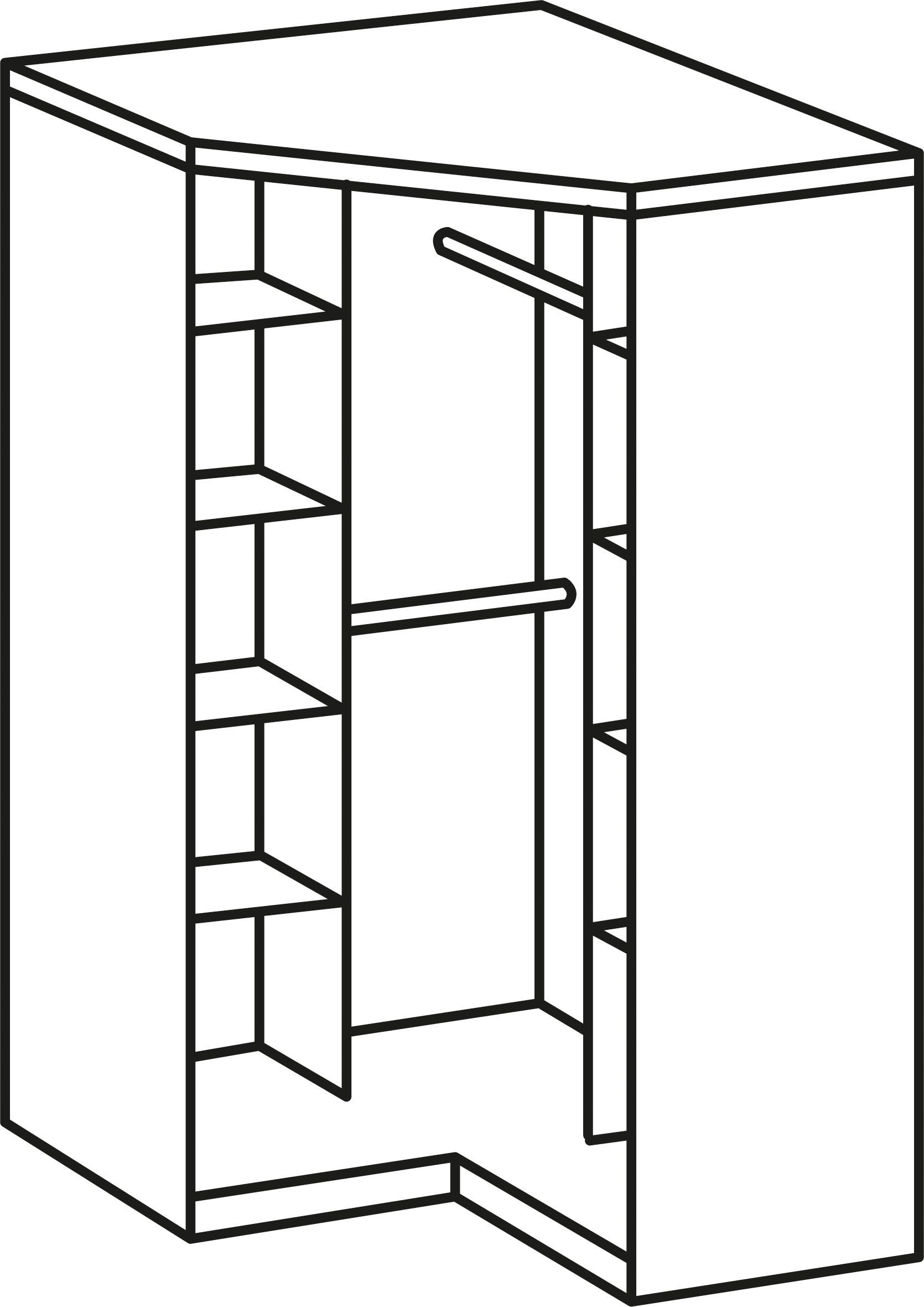 Wimex Hoekkledingkast Joker Hoekoplossing garderobe met 2 kledingstangen en 8 planken