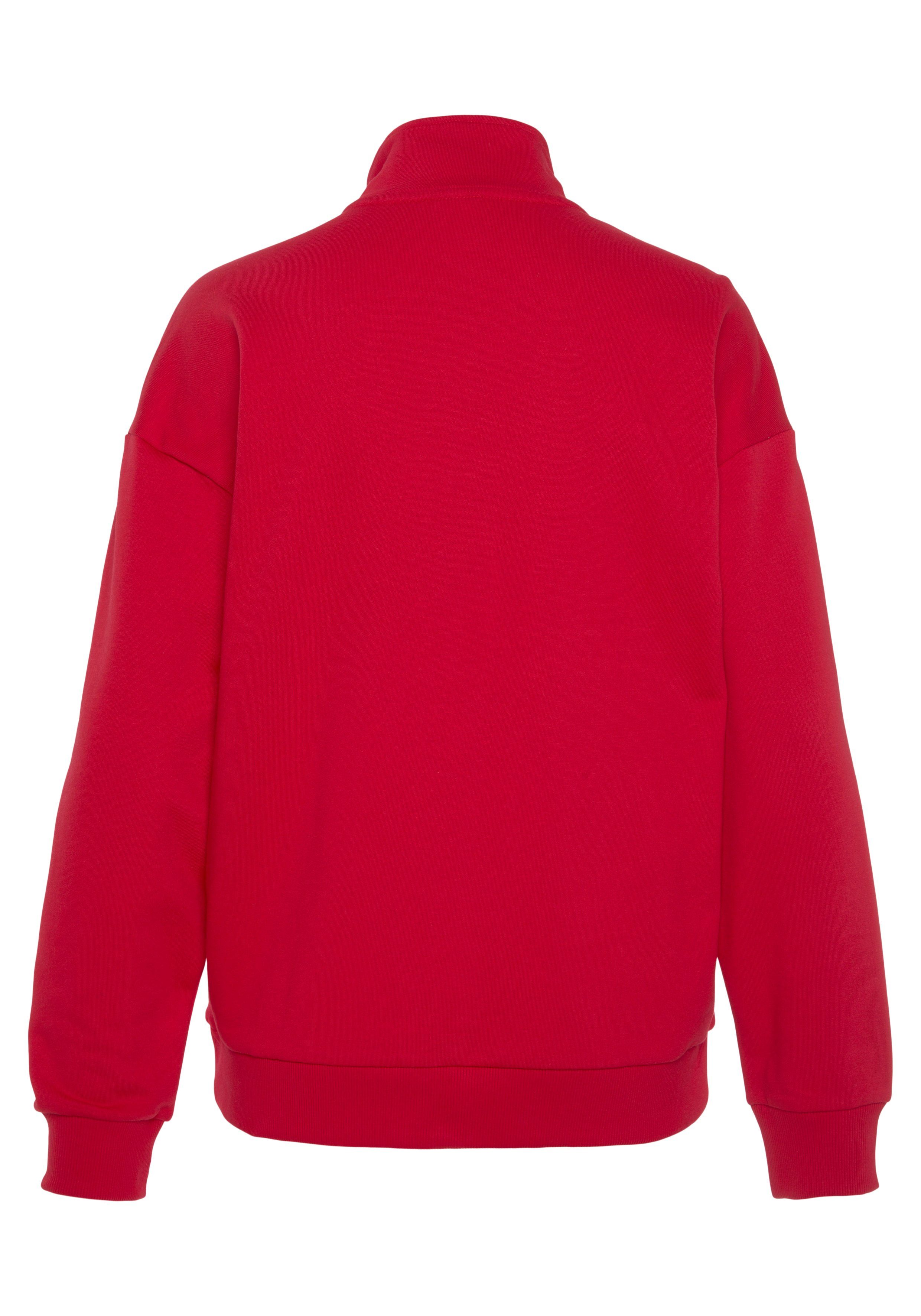 H.I.S Sweatshirt Loungeshirt met troyer-kraag en borduursel, loungeanzug