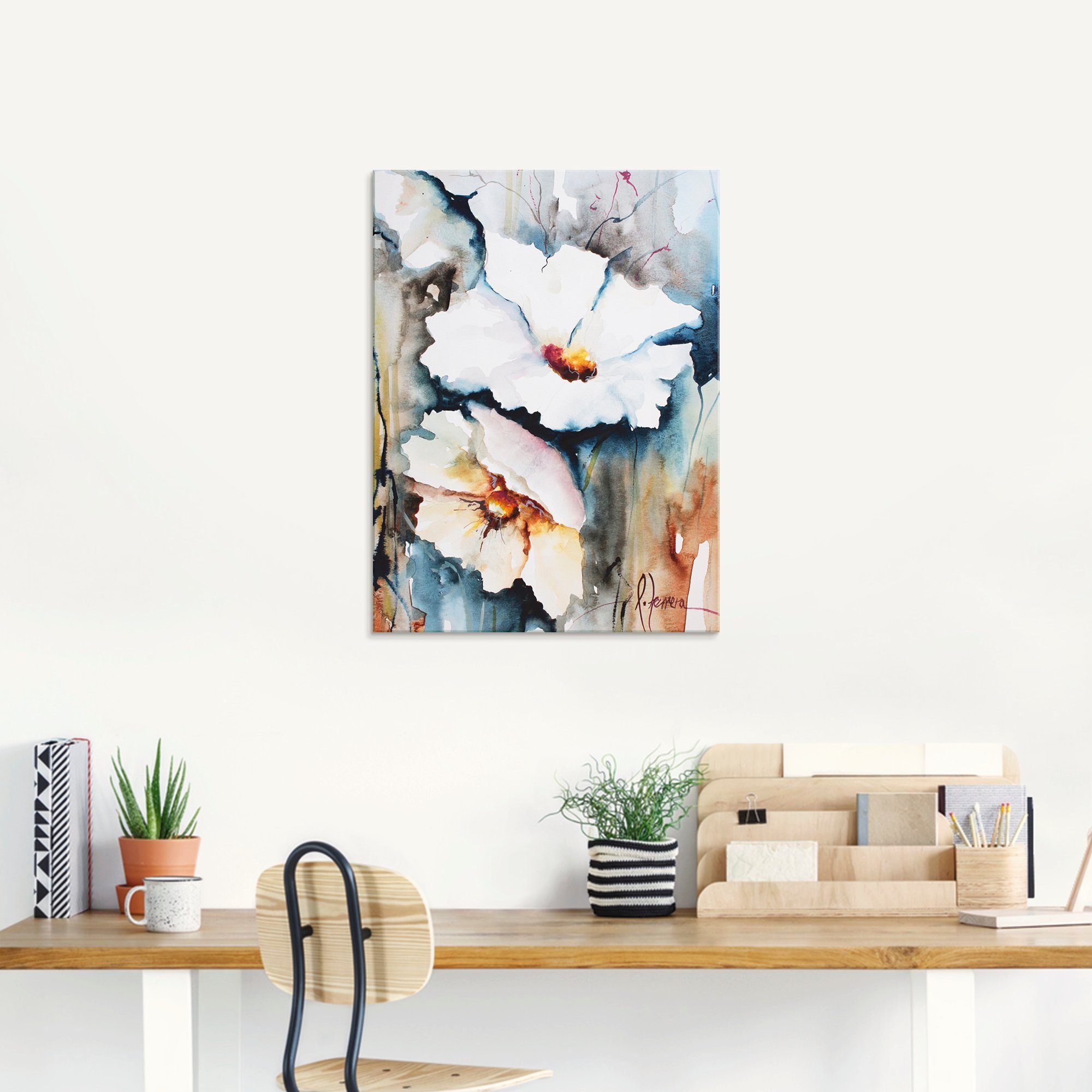 Artland Print op glas Aquabloemen II in verschillende maten
