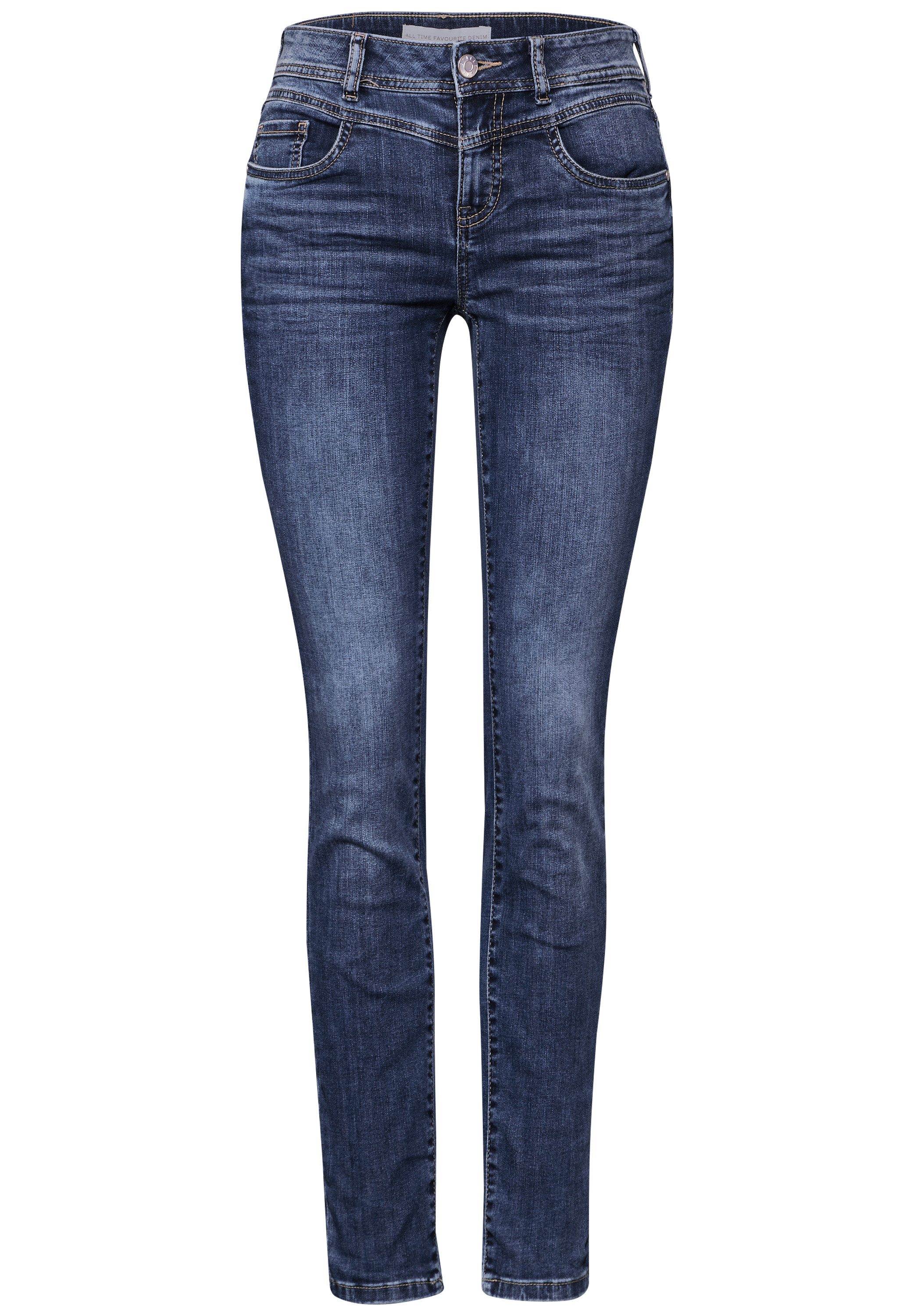 STREET ONE Slim fit jeans Style York in middenblauwe wassing