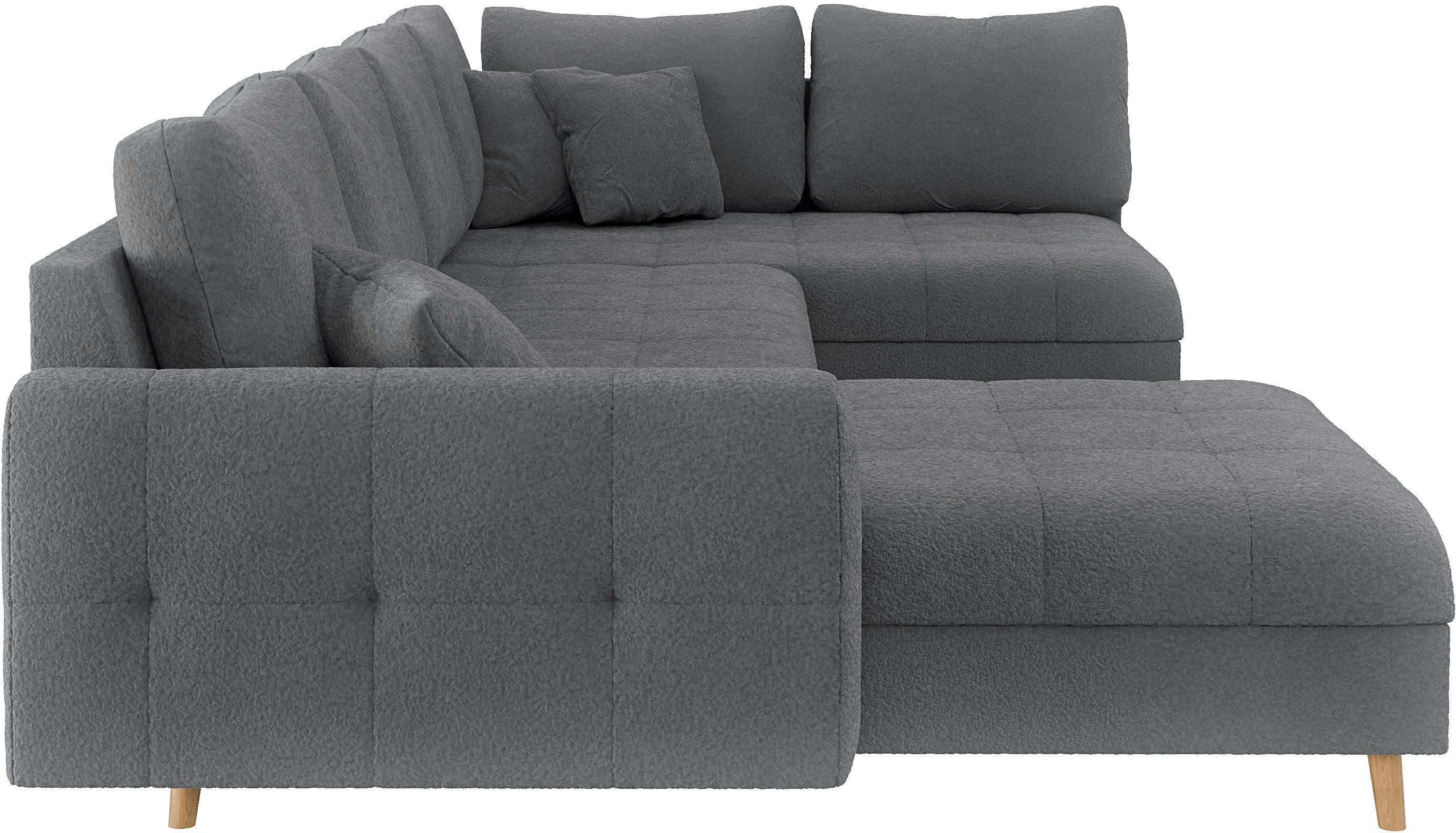 Home affaire Zithoek CHARRE U-vorm met ottomane, afmetingen B/D/H: 310/161/81 cm fijne stiksels, losse rug- en sierkussens, ook in cord en bouclé