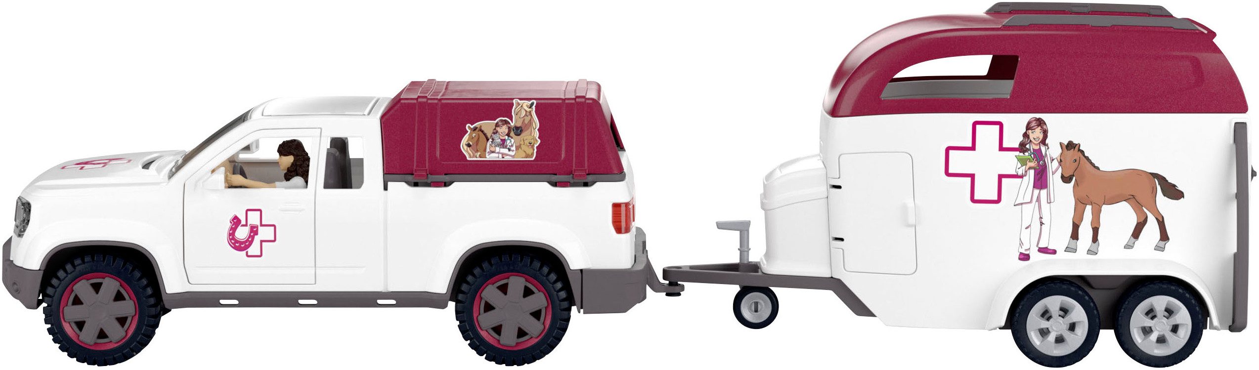 Schleich® Speelgoedauto HORSE CLUB, Mobile Tierärztin mit Anhänger (42704)
