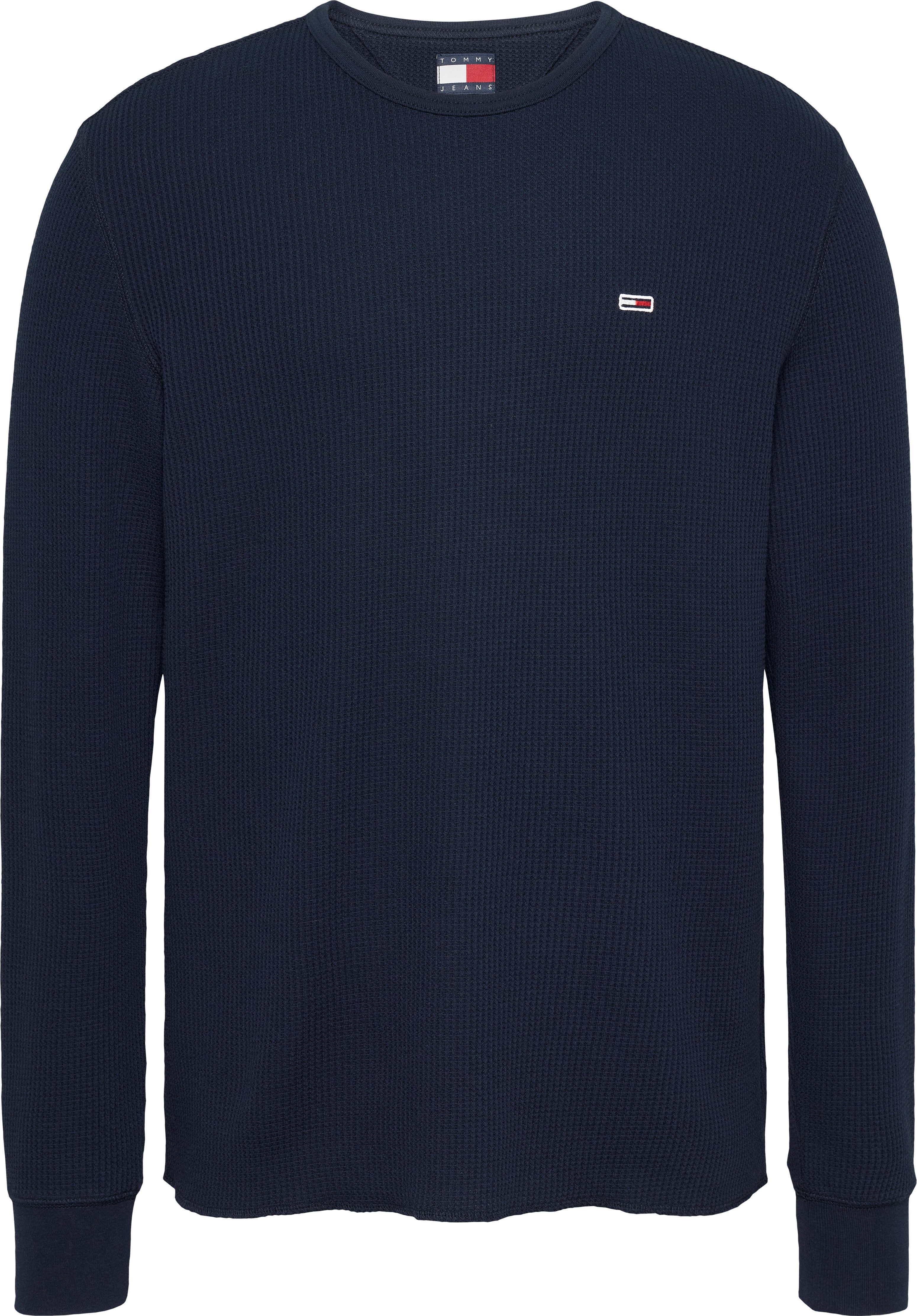 TOMMY JEANS Shirt met lange mouwen TJM SLIM WAFFLE L/S TEE EXT heren longsleeves maat XXXL blauw