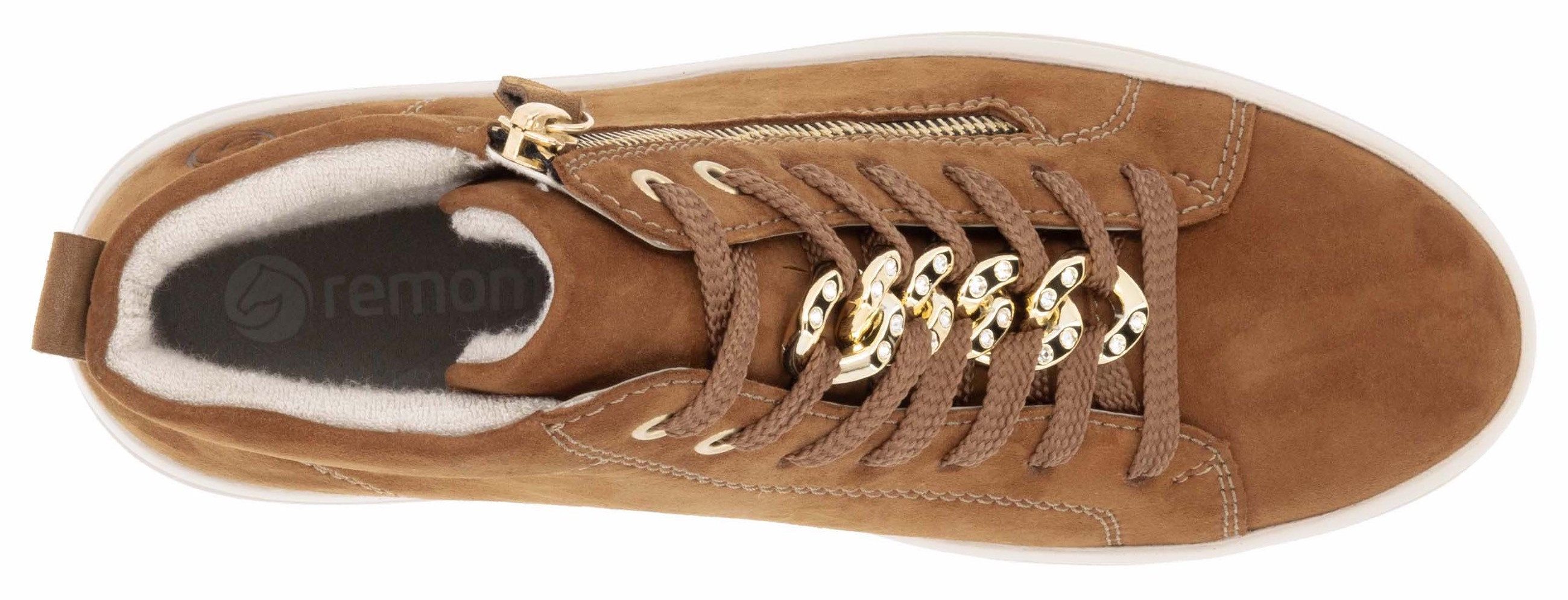 Remonte Plateausneakers Elisabeth Hurley-Collection vrijetijdsschoen, high-top sneaker, veterschoen, zijrits