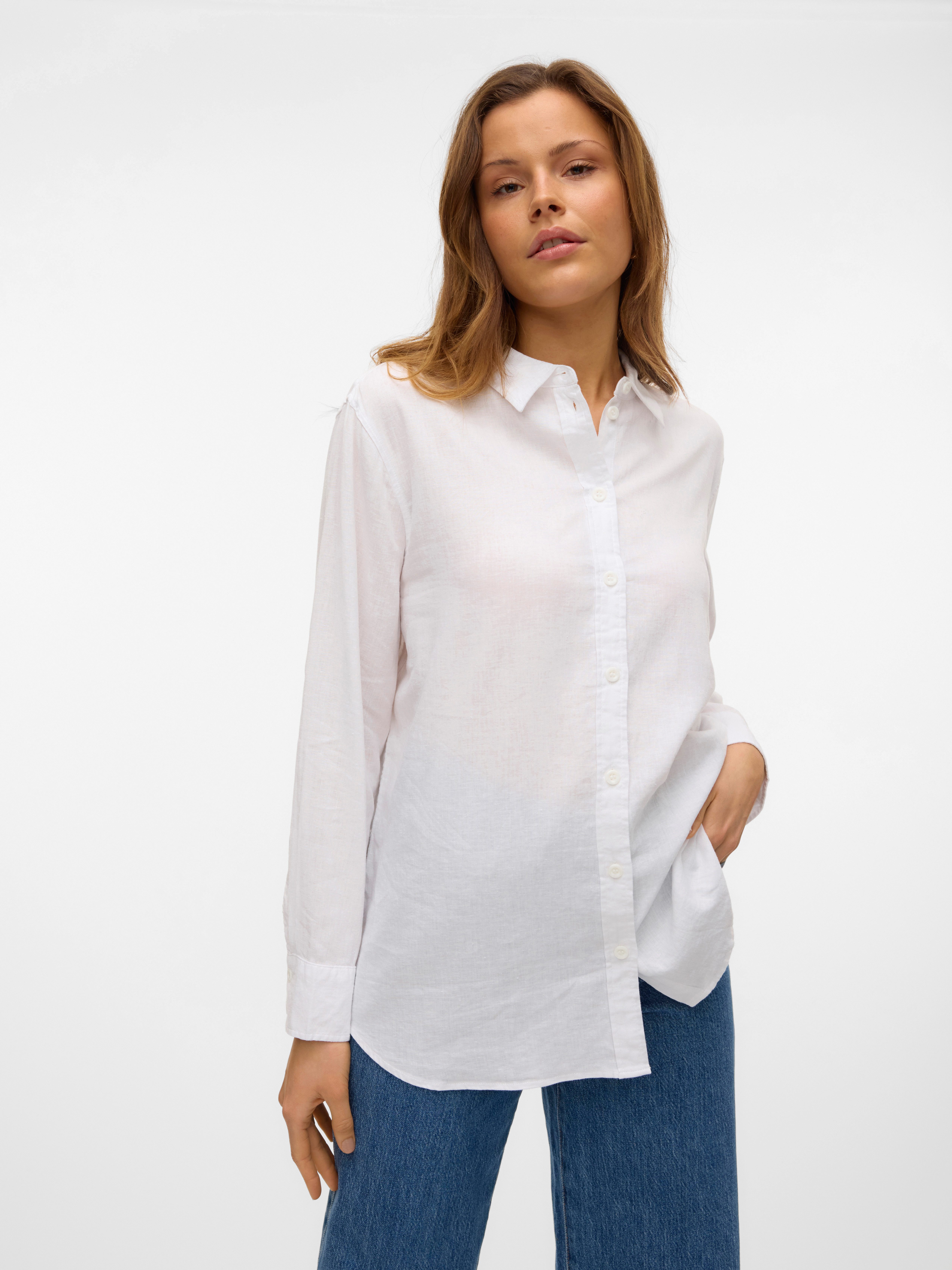 Vero Moda Overhemdblouse VMLINN LINEN LS SHIRT WVN NOOS hoogwaardige kwaliteit met linnen