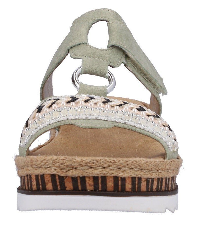 Rieker Slippers , sleehak, zomerschoen, pantoffels met decoratieve kralen