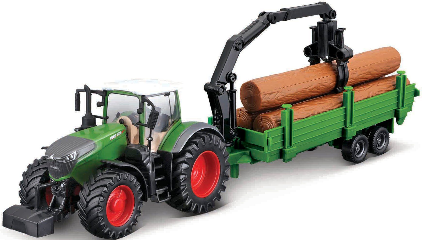 Bburago Speelgoed-tractor Farmland, Fendt vario 1050 met boomstammentransport