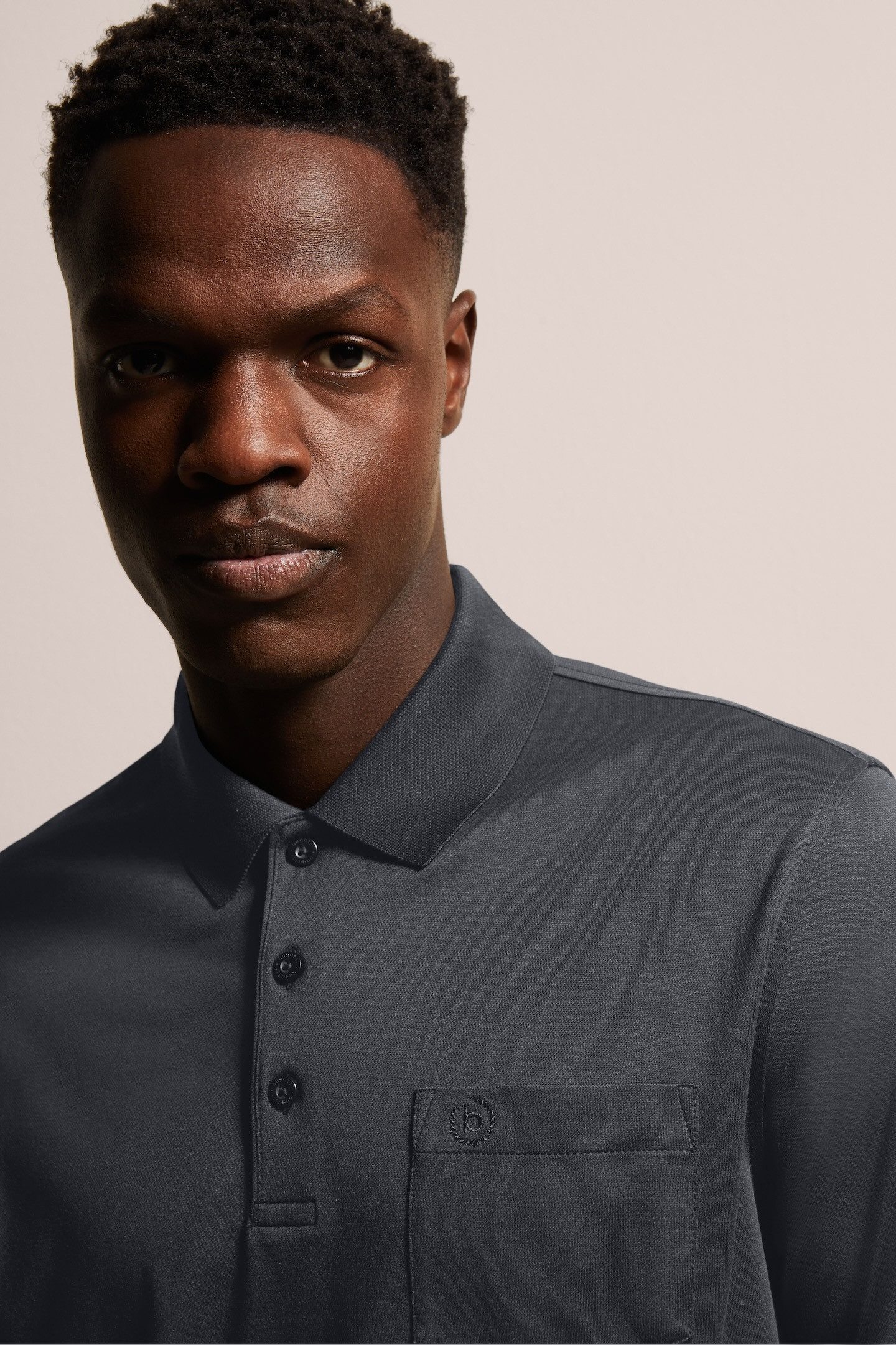 Bugatti Poloshirt met lange mouwen met fijne tweekleurige structuuruitstraling