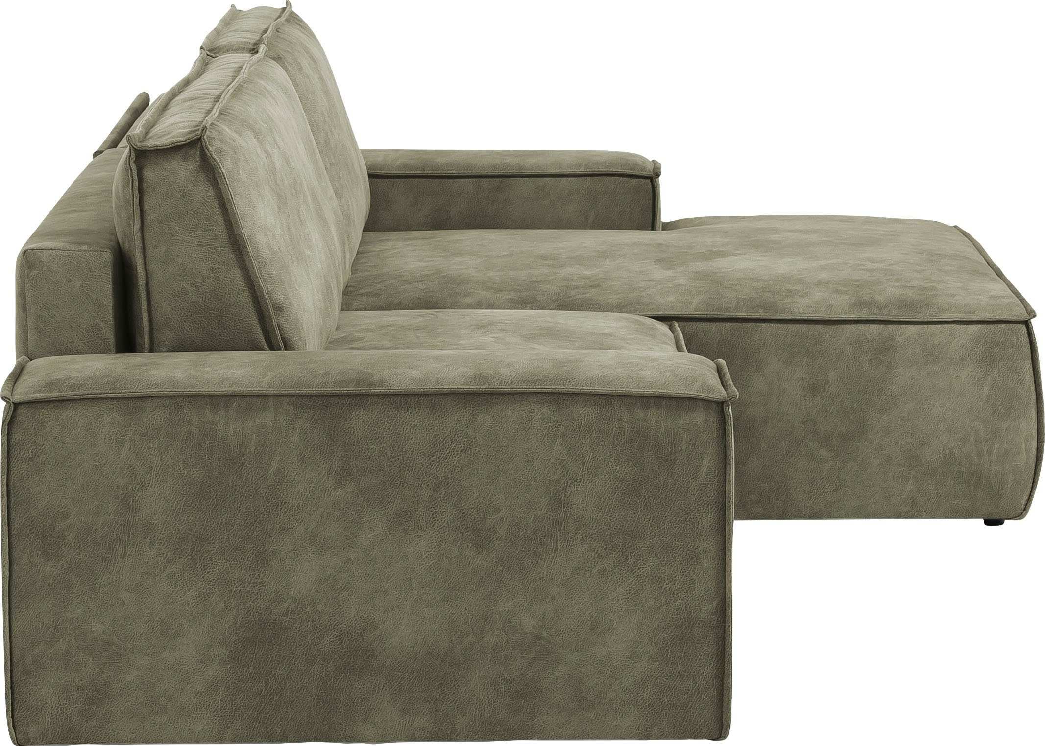 Home affaire Hoekbank SHERWOOD bedbank 267 cm, L-model, Slaapfunctie met bedlade (210x136 cm), cord, vintage, fluweel