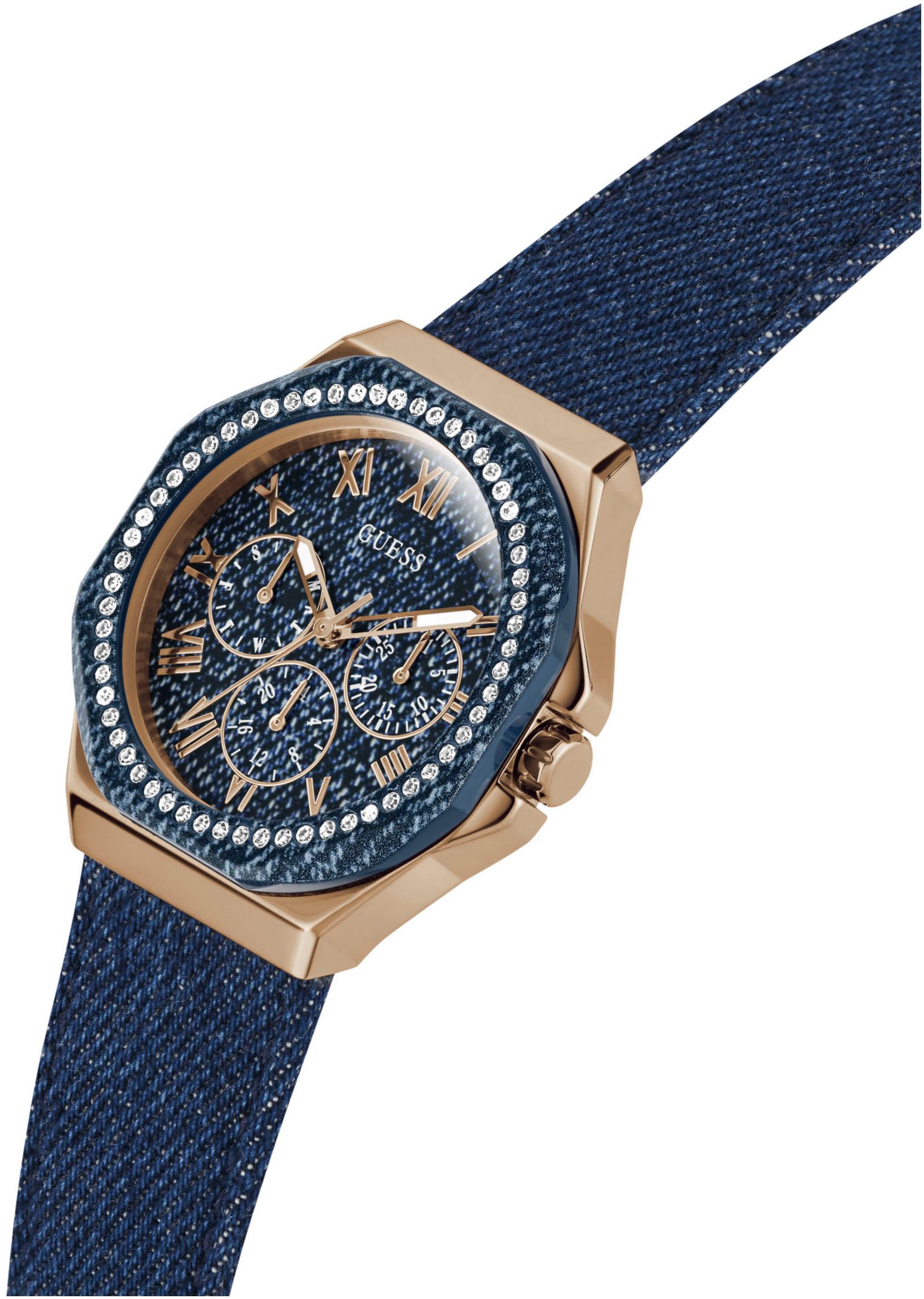 Guess Multifunctioneel horloge Glaze Quartzhorloge, horloge, damenuur, datum, 12/24-uurs weergave, analoog