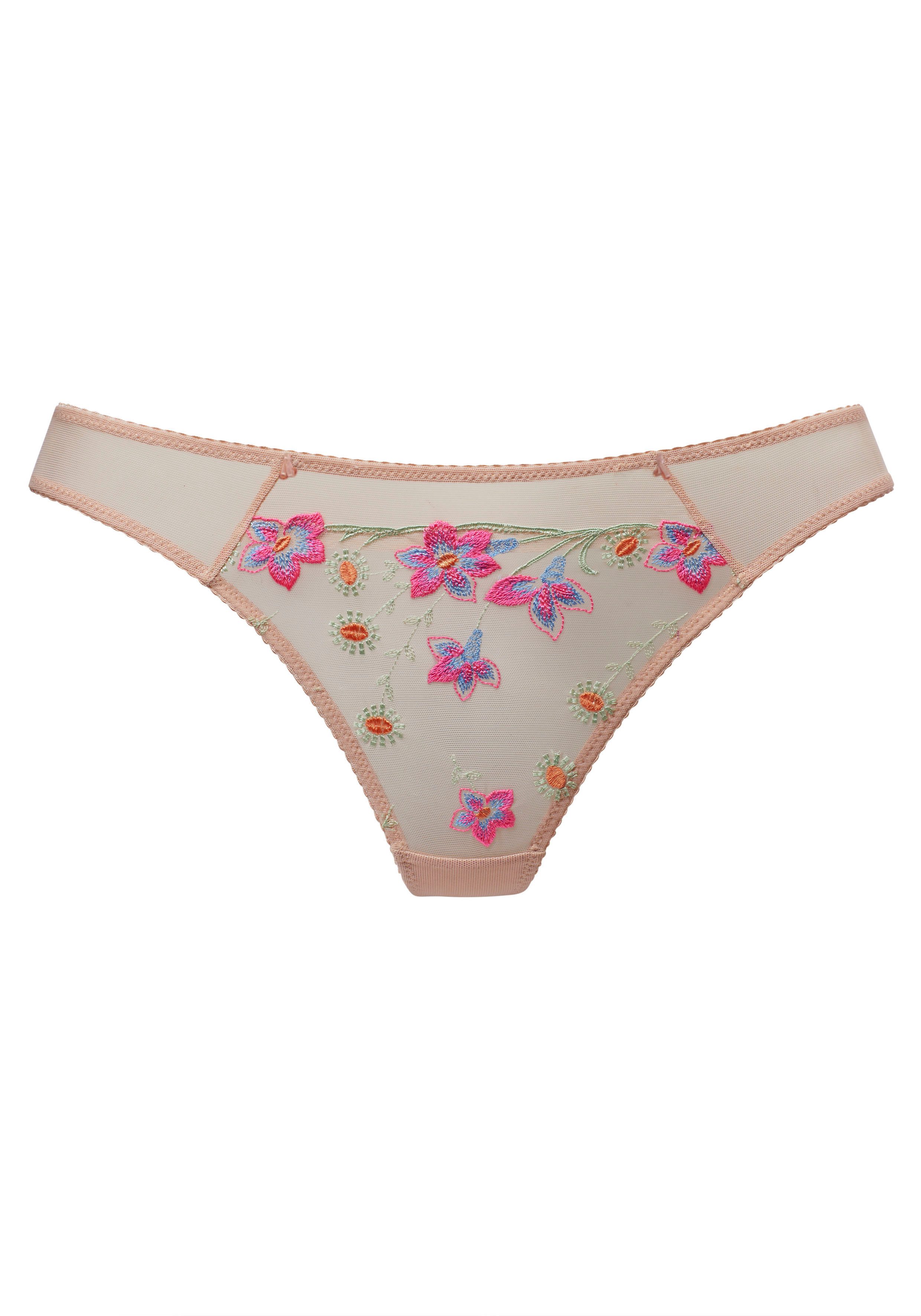 Vivance String met edele, neonkleurige borduursel
