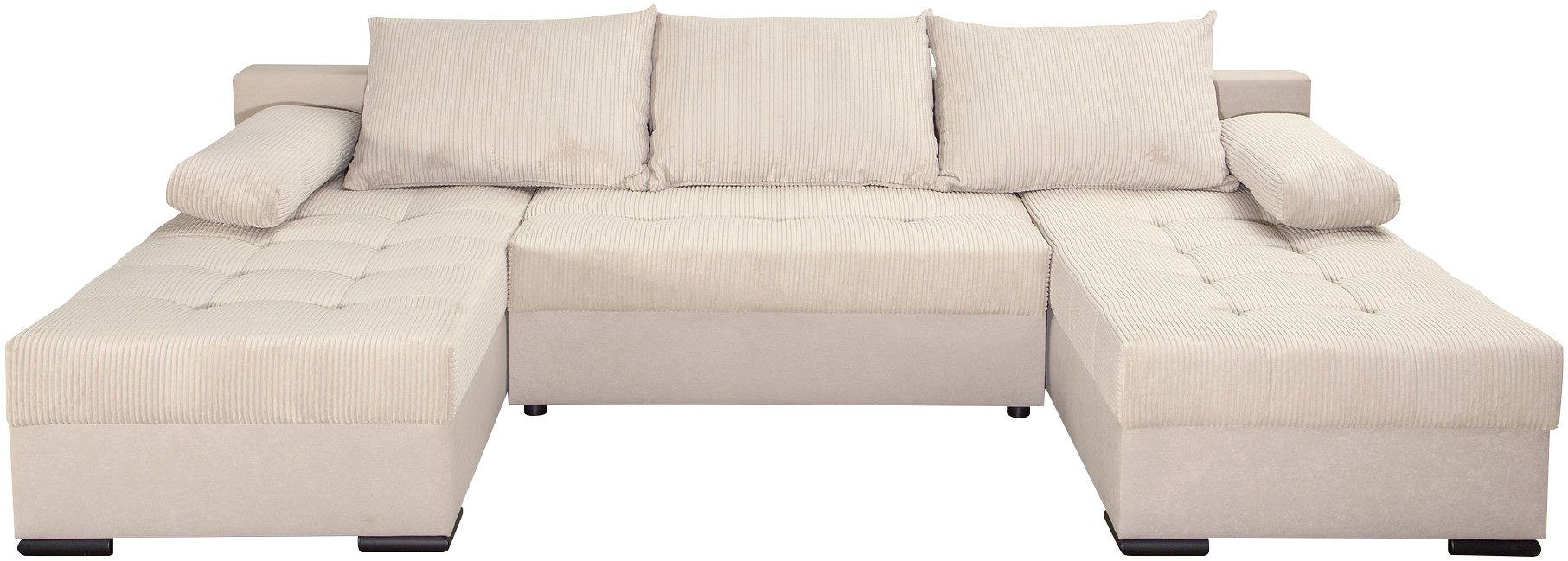 COLLECTION AB Zithoek Josy U-vorm, breedte 269 cm, platweefsel, structuur, kunstleer