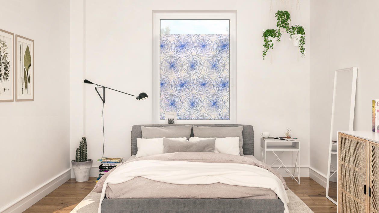 LICHTBLICK Raamfolie zelfklevend, bescherming tegen inkijk, flower wheel - blauw (1 stuk)