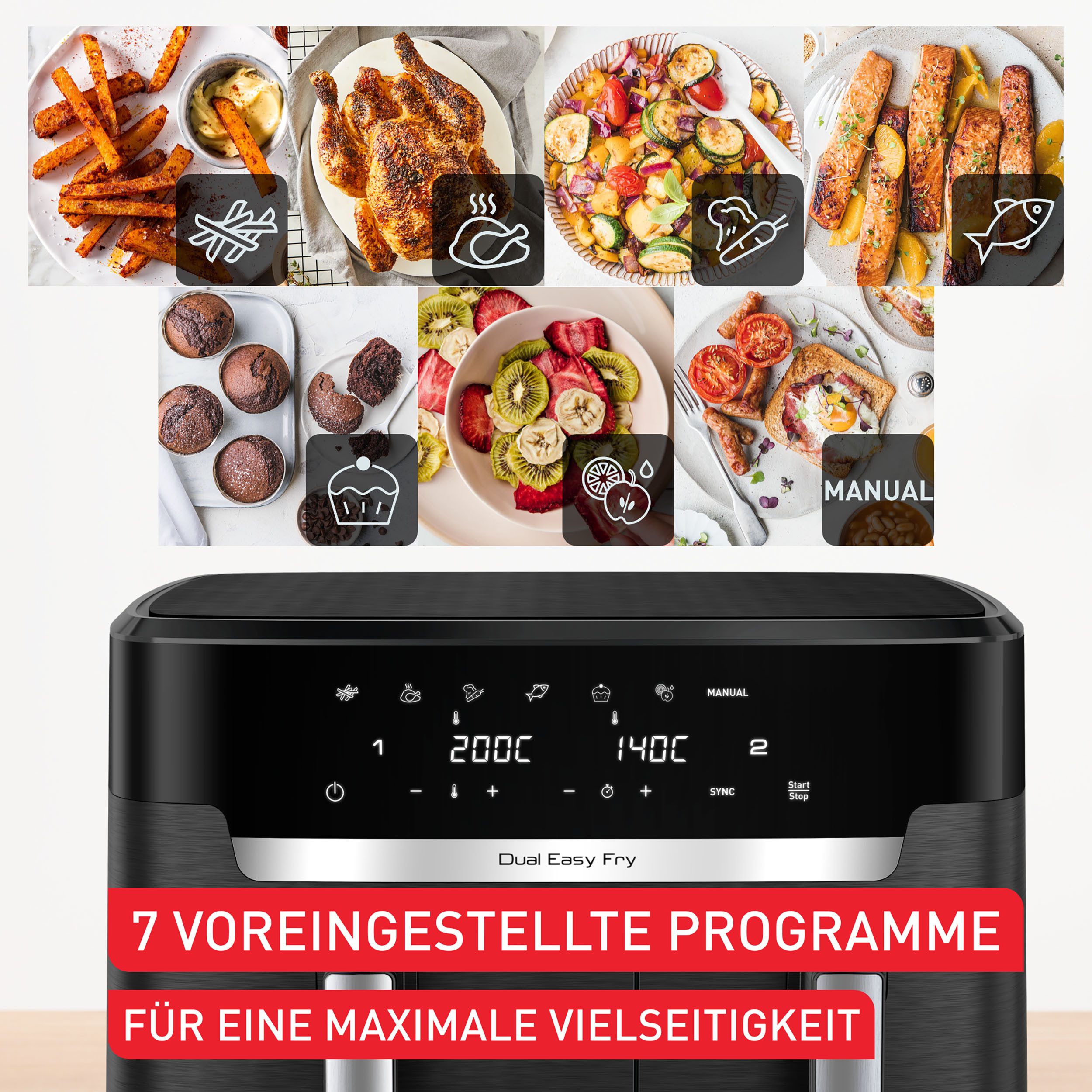 Tefal Airfryer EY9428 Dual Easy Fry XXL