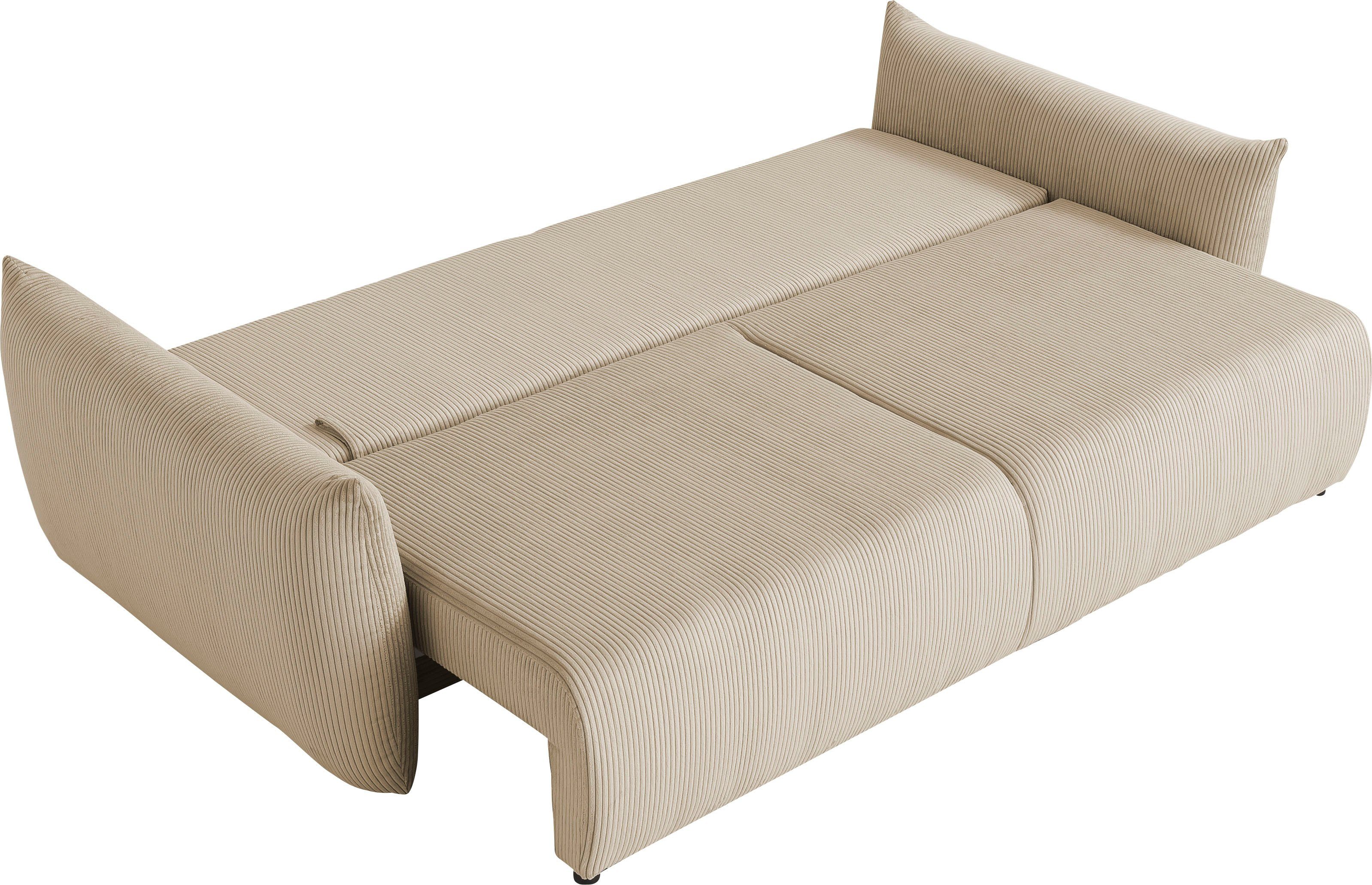 INOSIGN 3-zitsbank MAVAS slaapbank met bedlade ca. 240/108 cm (ligoppervlak 212/145 cm), ribfluweel, chenille, structuur