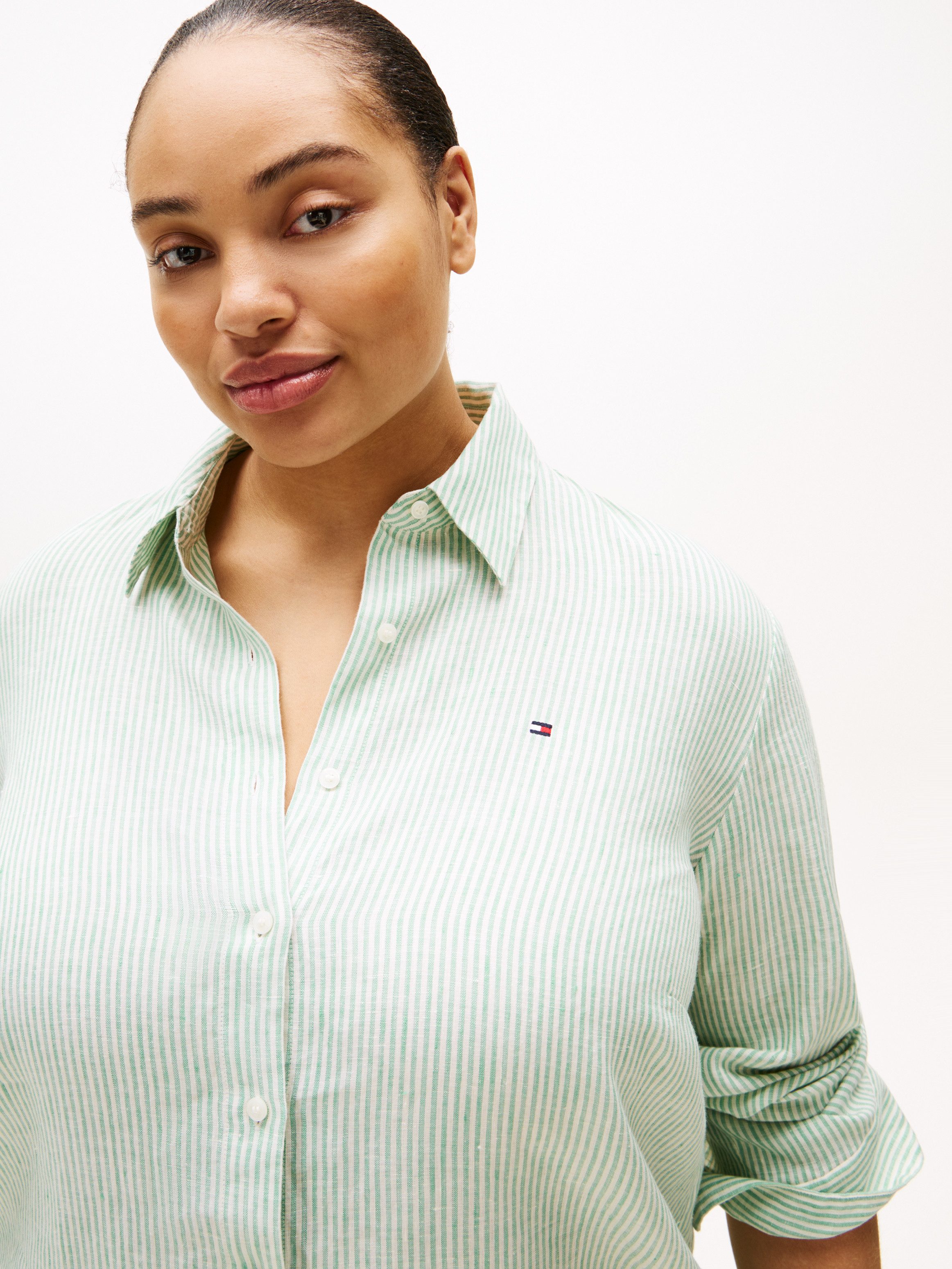 Tommy Hilfiger Curve Overhemdblouse CRV ESS LINEN RELAXED SHIRT in grote maten, linnenkwaliteit