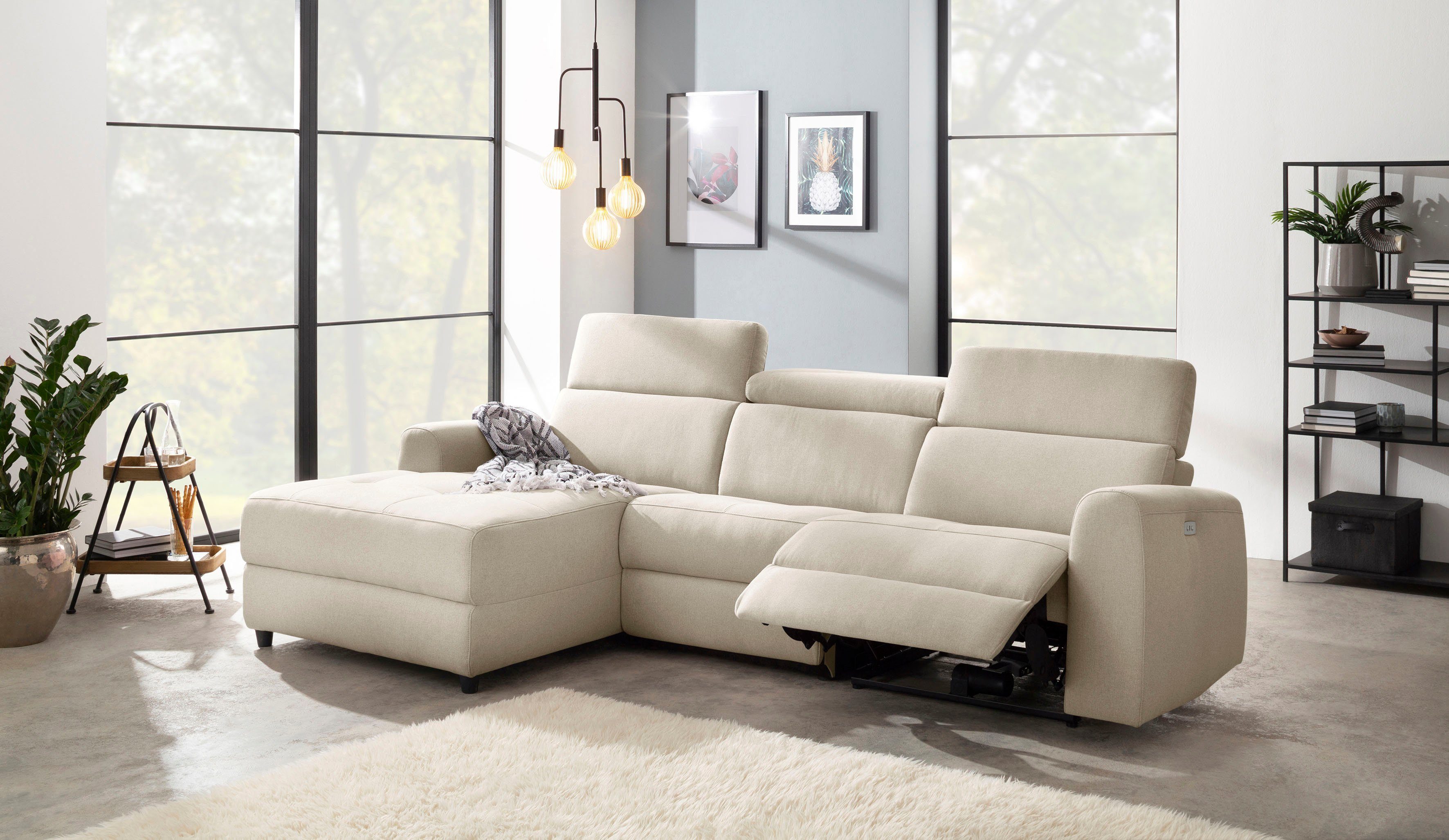 Home affaire Hoekbank Sentrano, L-vorm, 275 cm, man. of electr. relaxfunctie en usb/kopverstelling