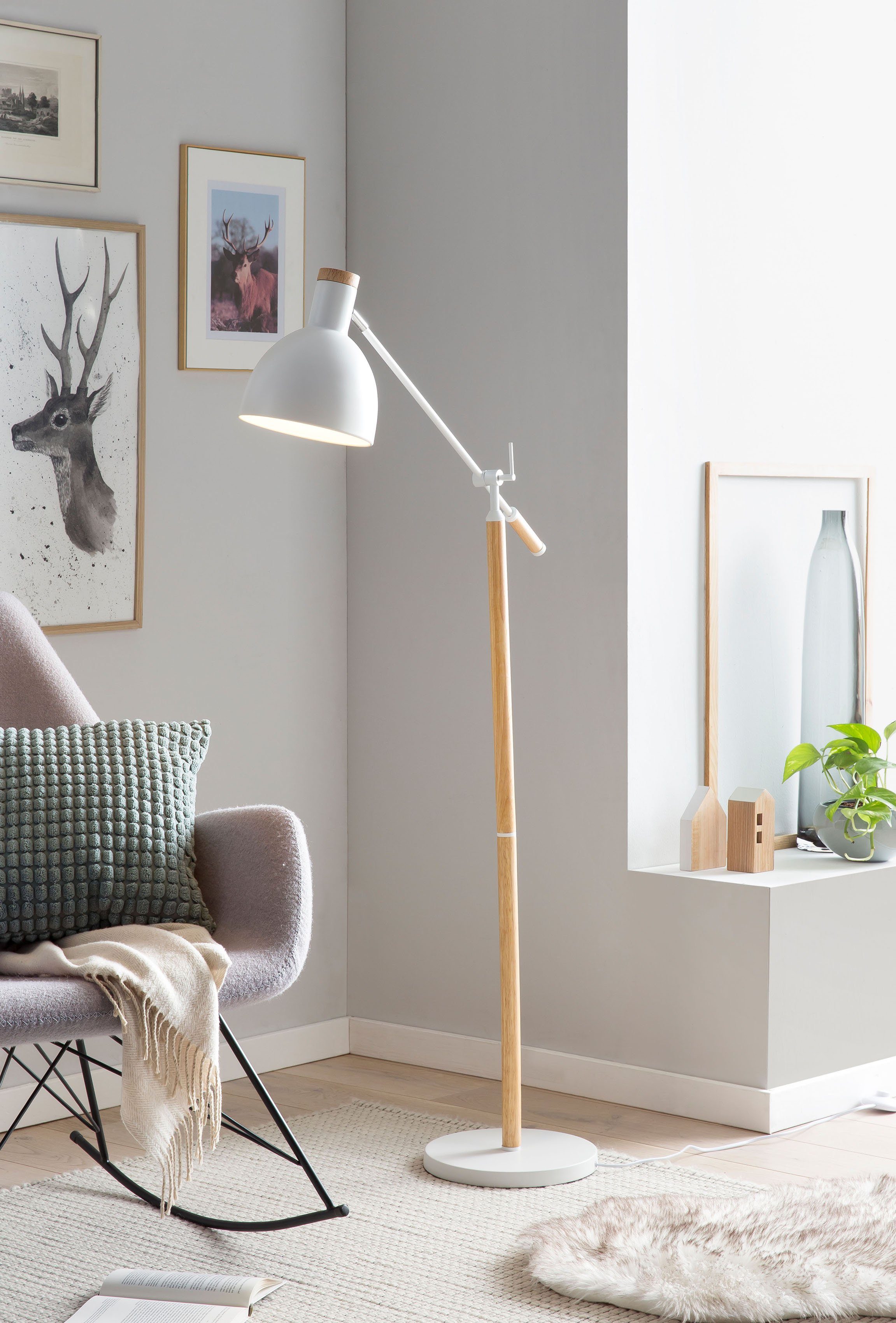 SalesFever Staande lamp Matilda Houtdecor in Scandi-stijl