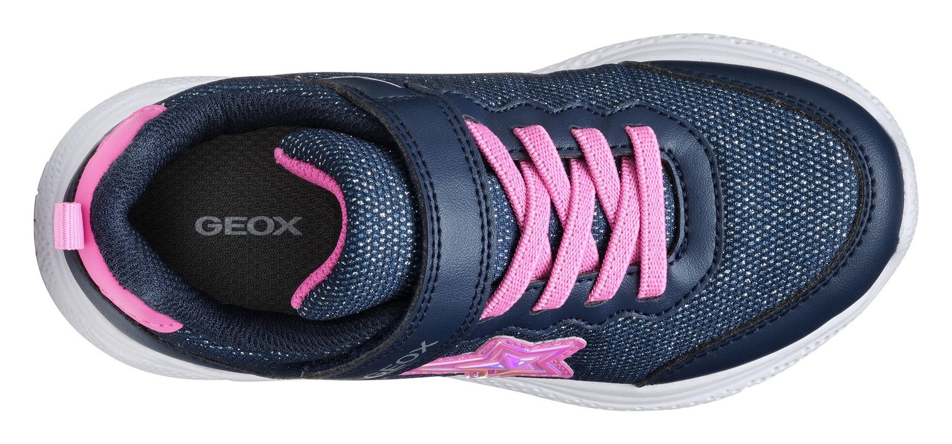 Geox Sneakers J SPRINTYE GIRL , vrijetijdsschoen, klittenbandschoen met glitterster