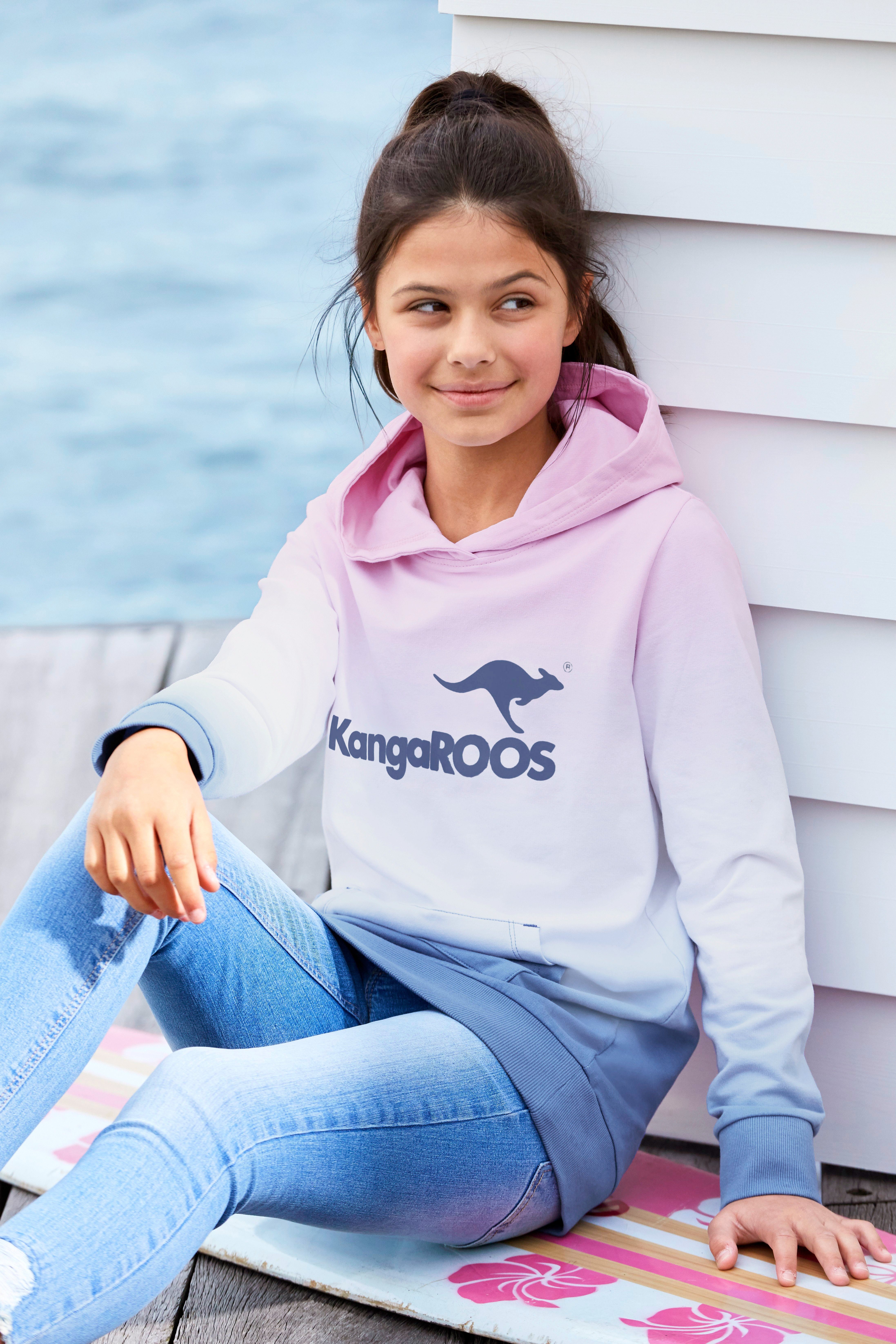 KangaROOS Hoodie , Lange sweatshirt met kleurverloop Lange mouwen met boorden, getailleerde snit, met logoprint